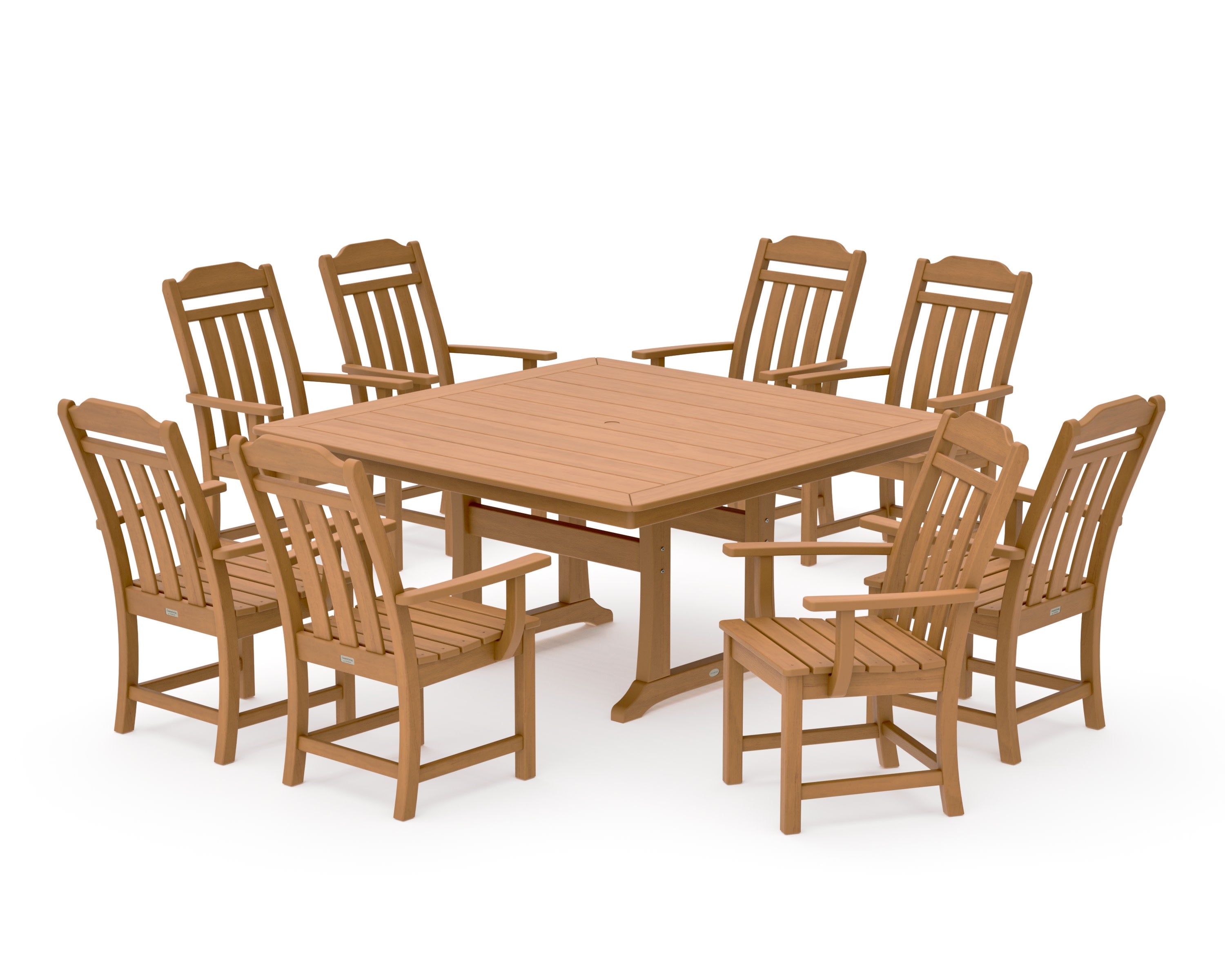 Cottage 9-Piece Square Dining Set with Trestle Legs in Natural