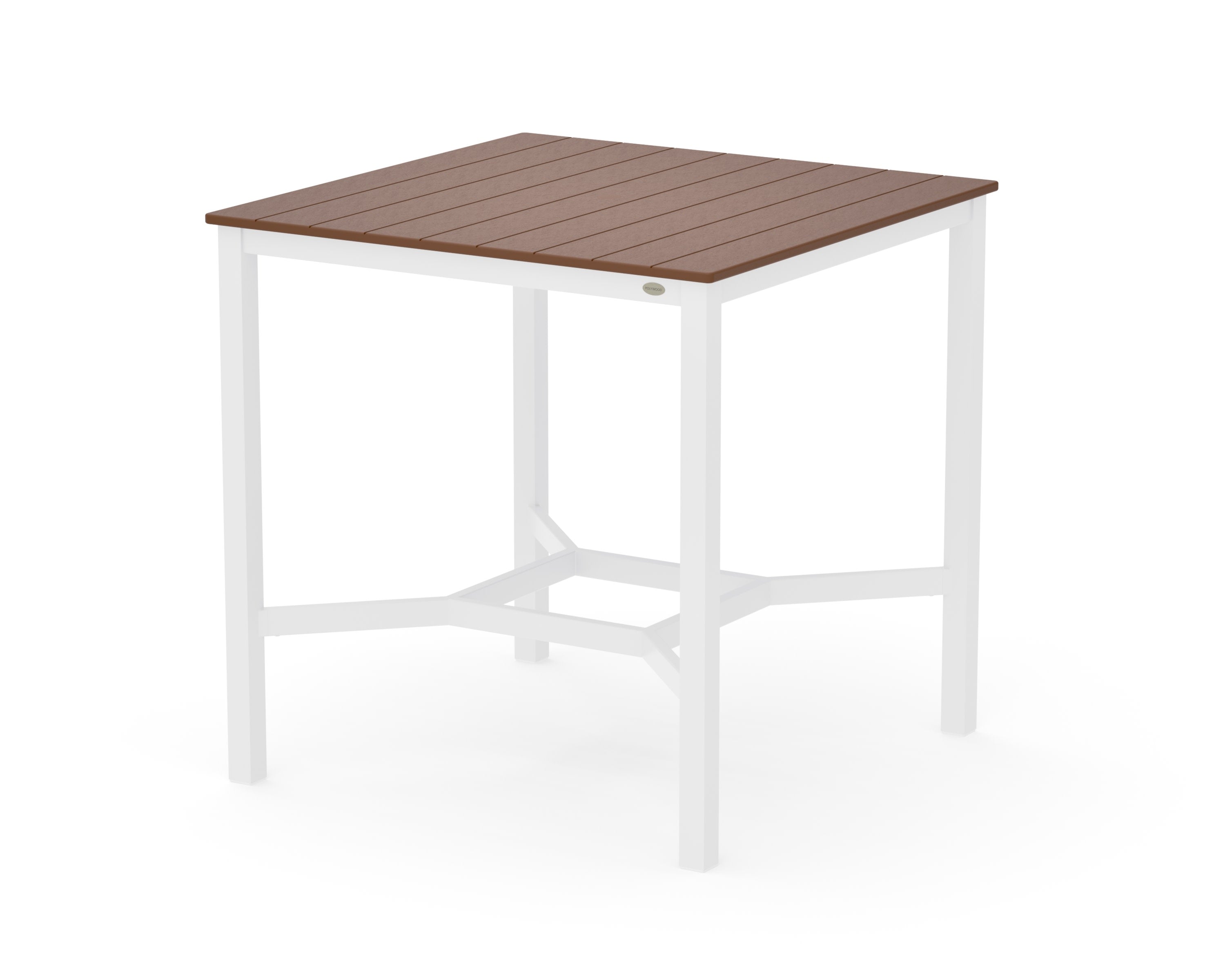Main Street 42 x 42 Bar Table in White / Teak