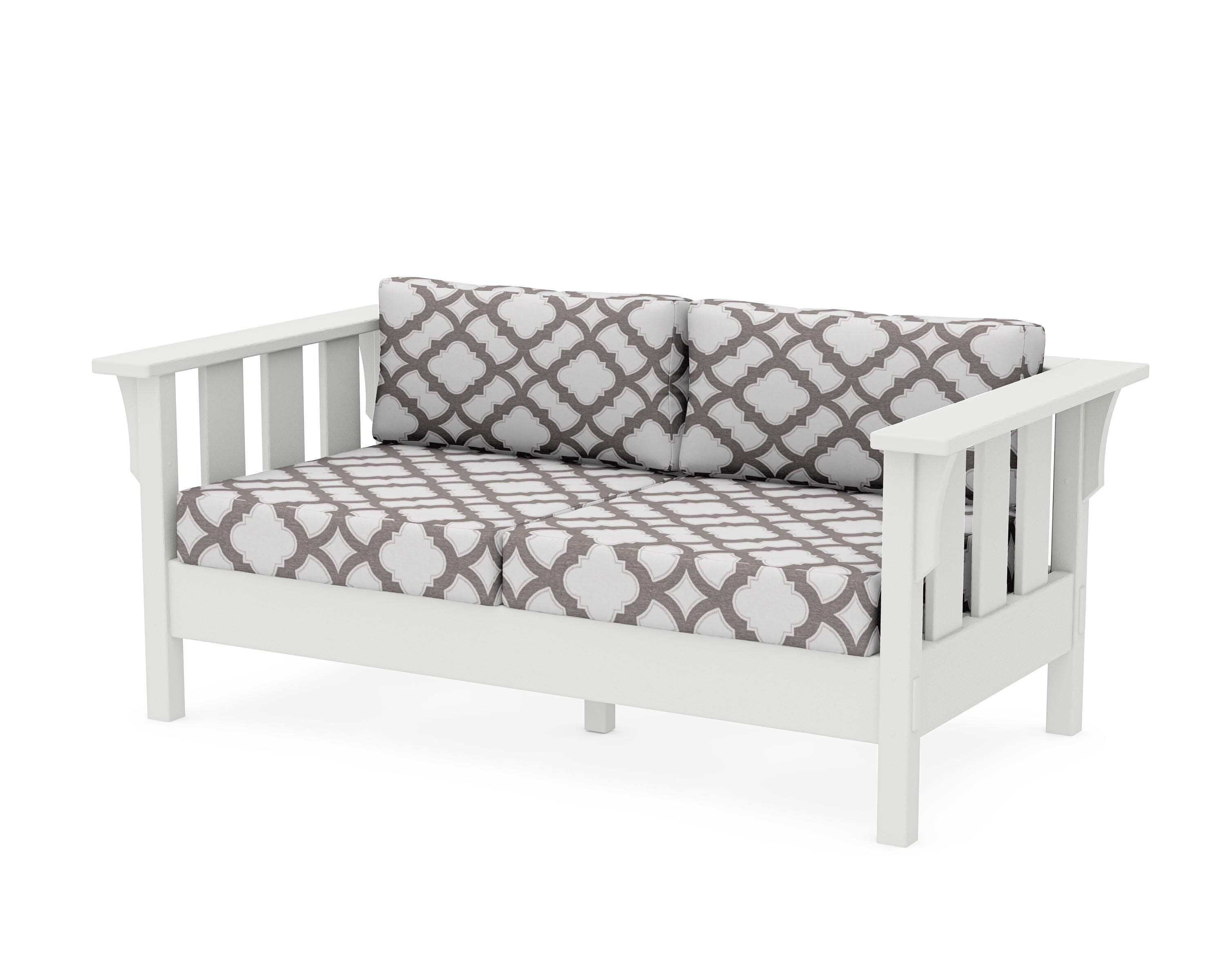 Acadia Deep Seating Loveseat in Vintage White / Trellis Grey Mist