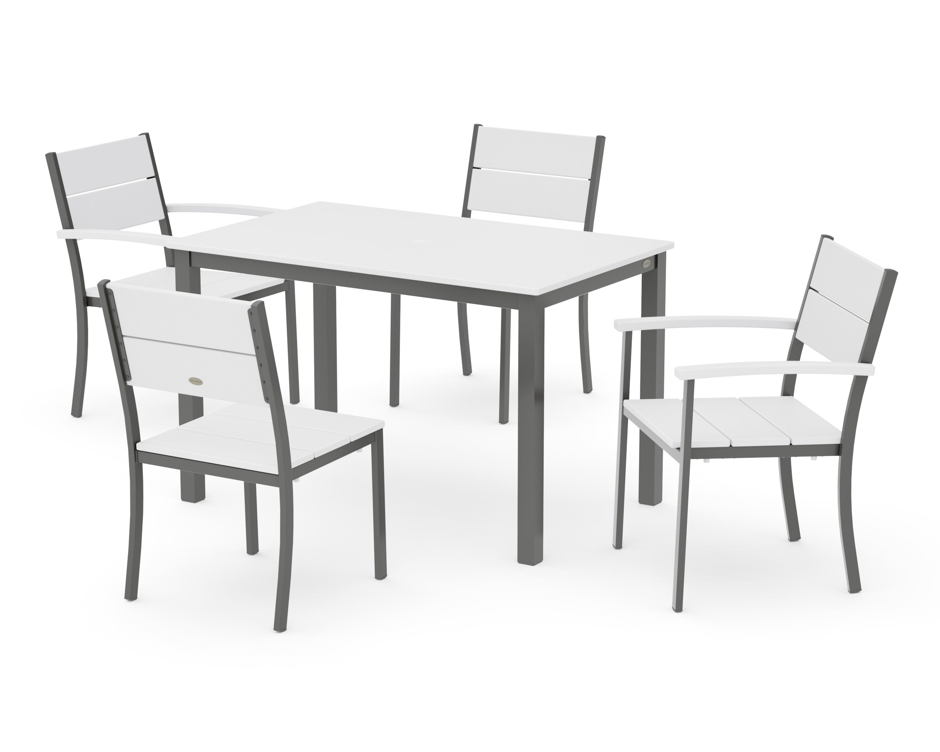 Main Street 5-Piece Dining Set in Charcoal / White