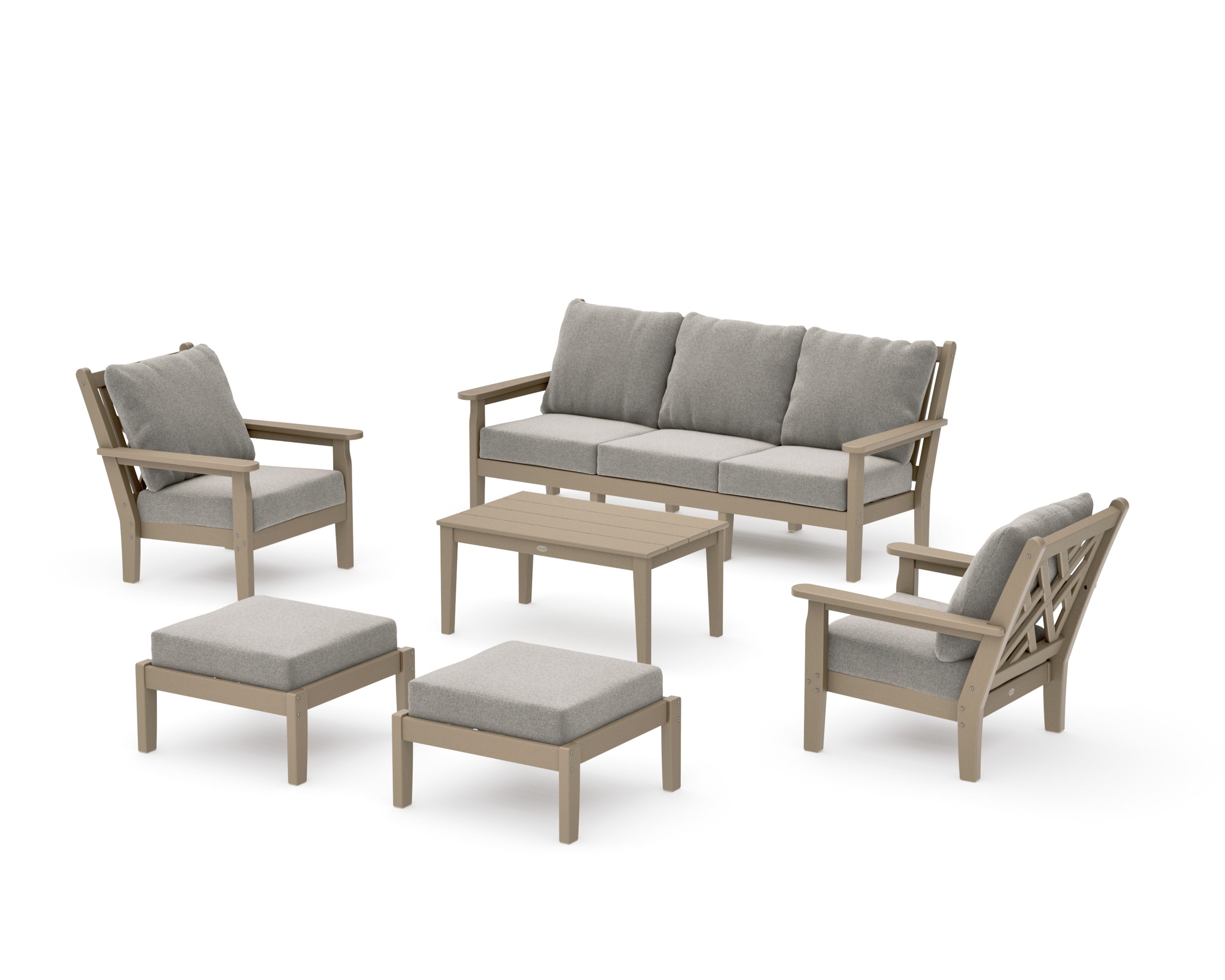 Chippendale 6-Piece Lounge Sofa Set in Vintage Sahara / Weathered Tweed