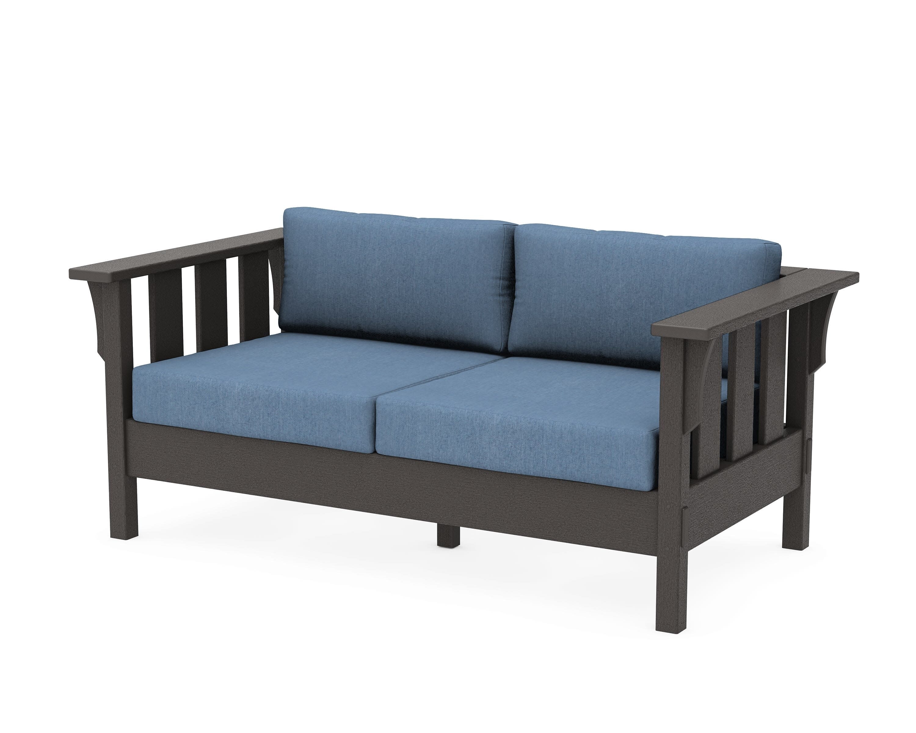 Acadia Deep Seating Loveseat in Vintage Coffee / Sky Blue
