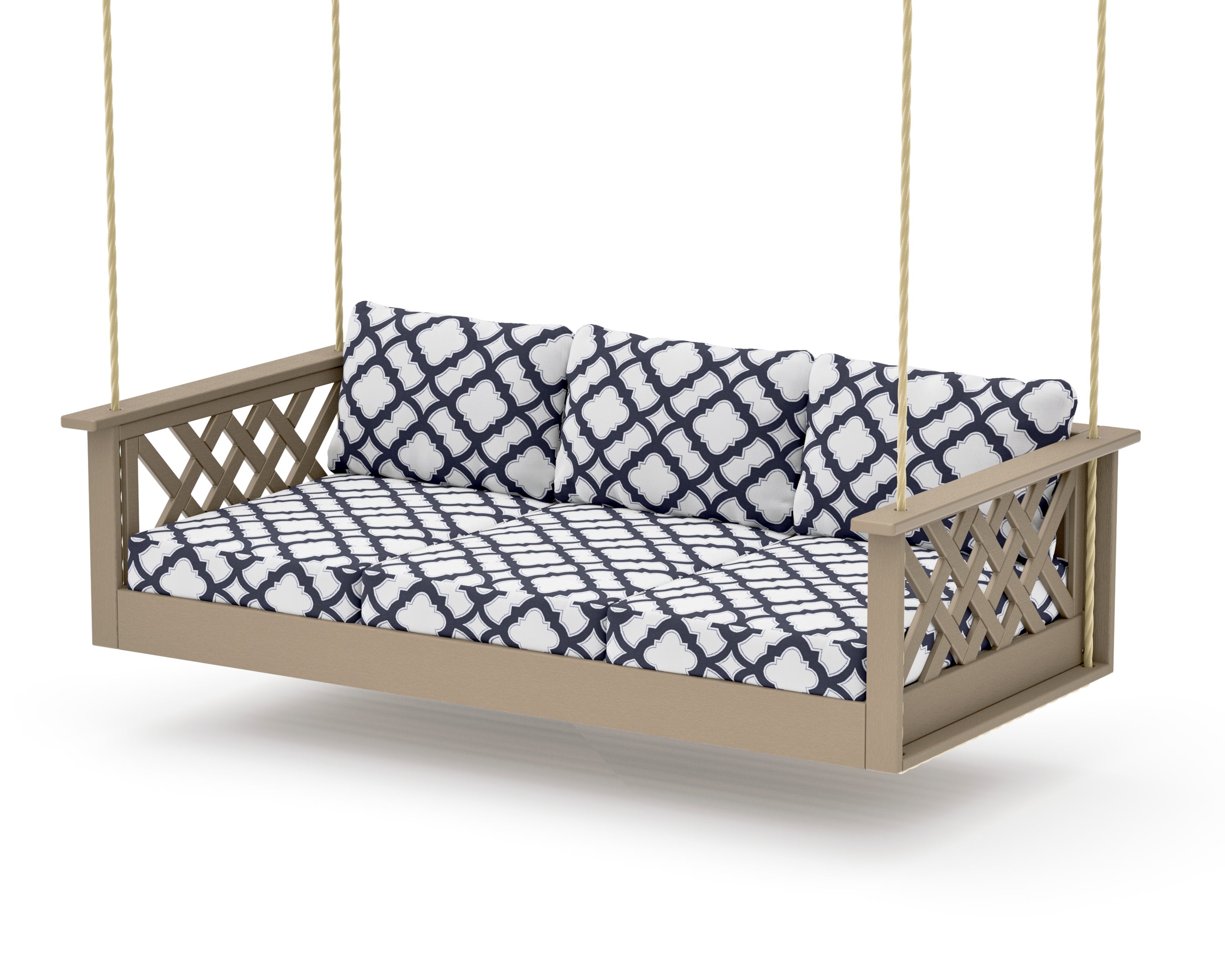 Wovendale Daybed Swing in Vintage Sahara / Trellis Navy