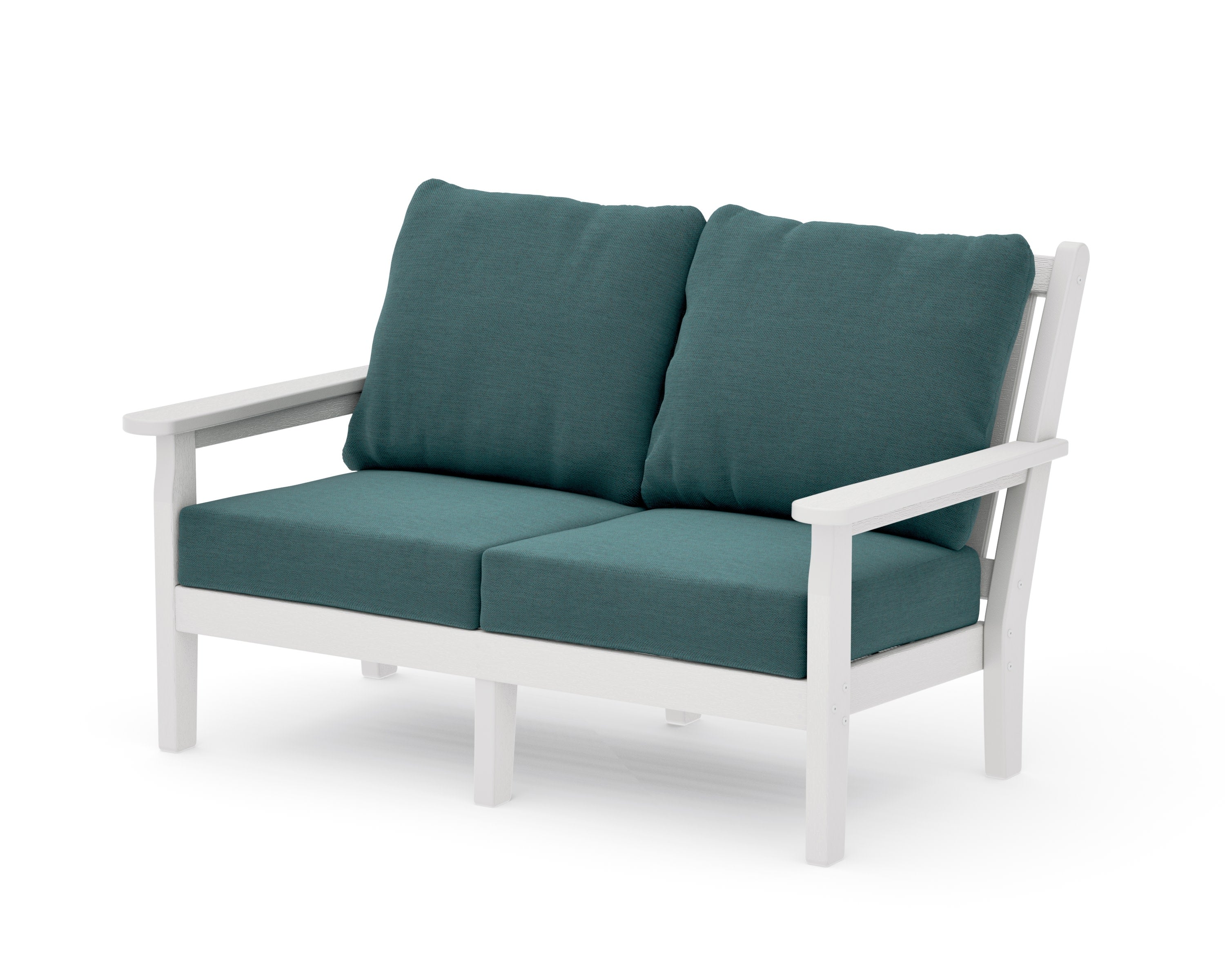 Chippendale Deep Seating Loveseat in Vintage White / Ocean Teal