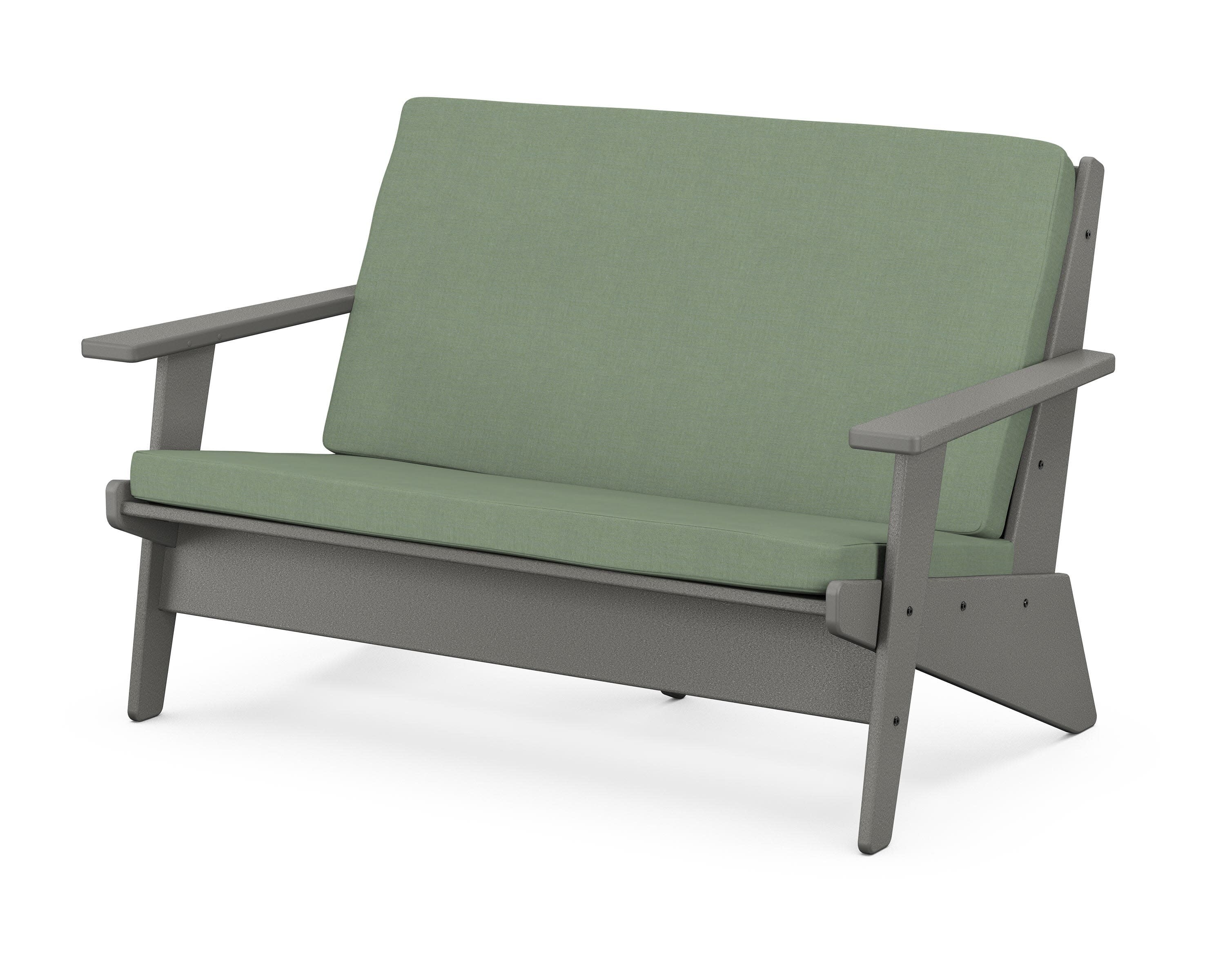 Riviera Modern Lounge Loveseat in Slate Grey / Exhale Rainwashed