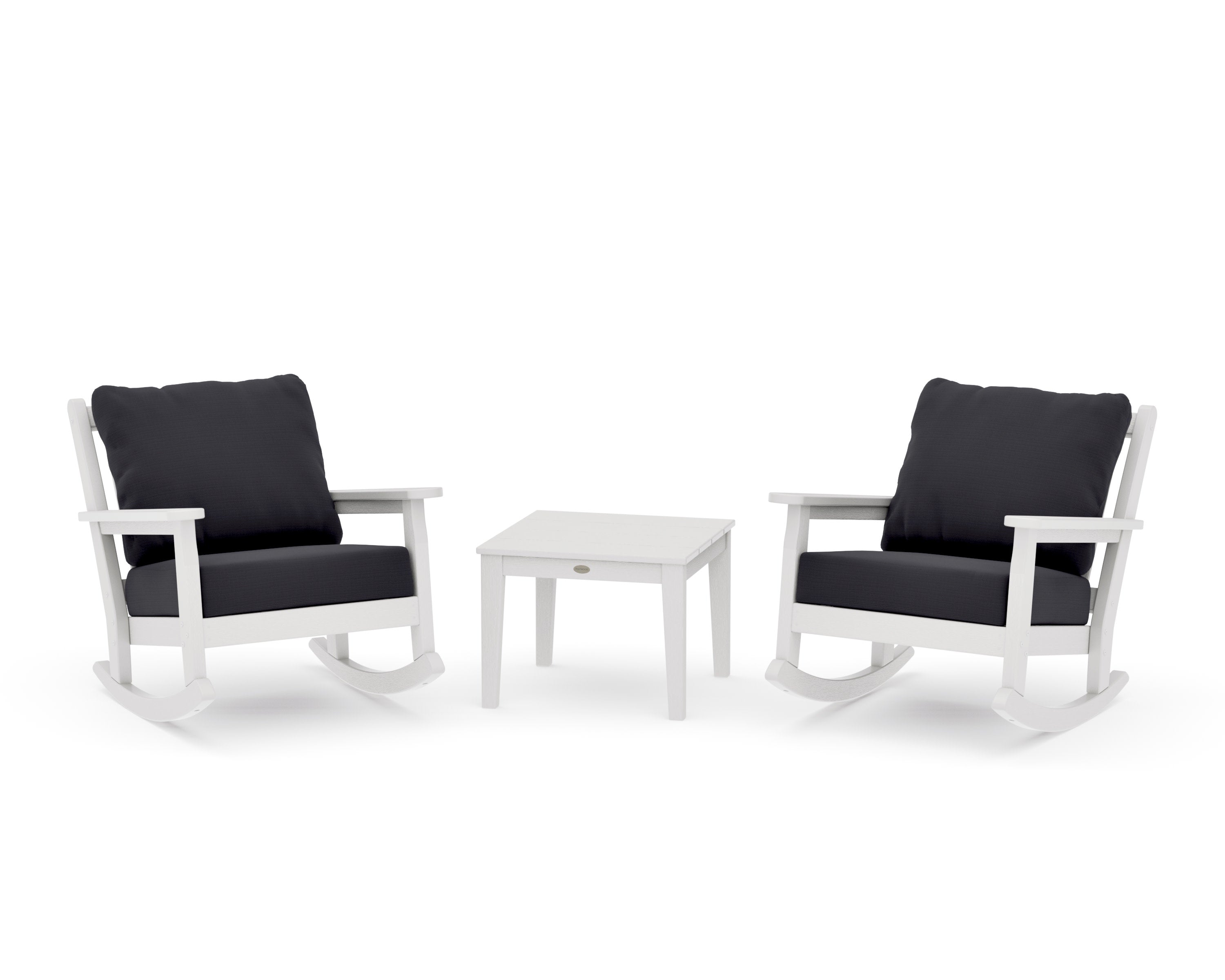 Chippendale 3-Piece Deep Seating Rocker Set in Vintage White / Midnight Linen