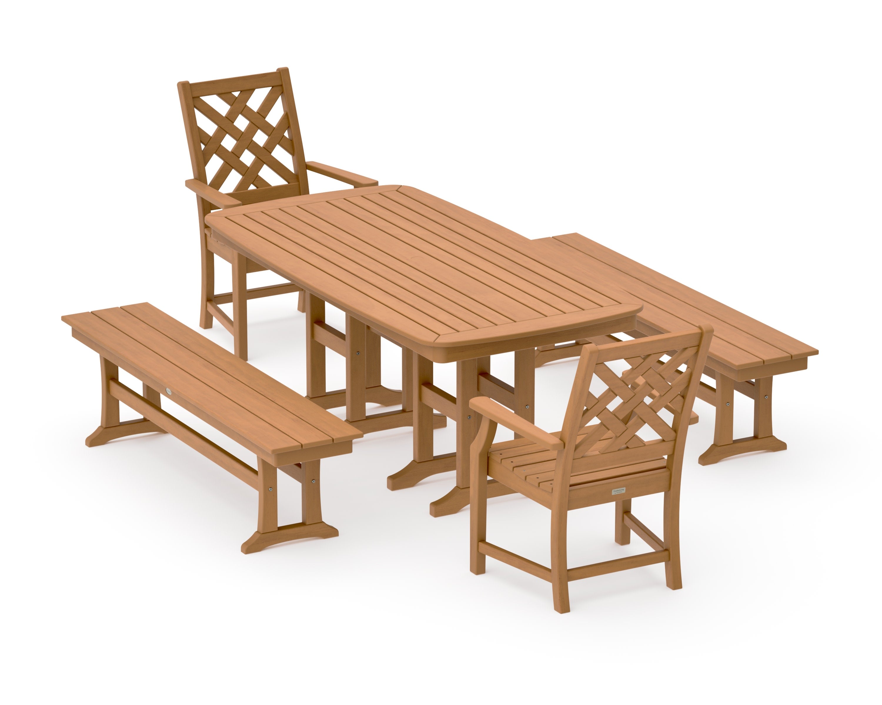 Wovendale 5-Piece Dining Set with Benches in Natural