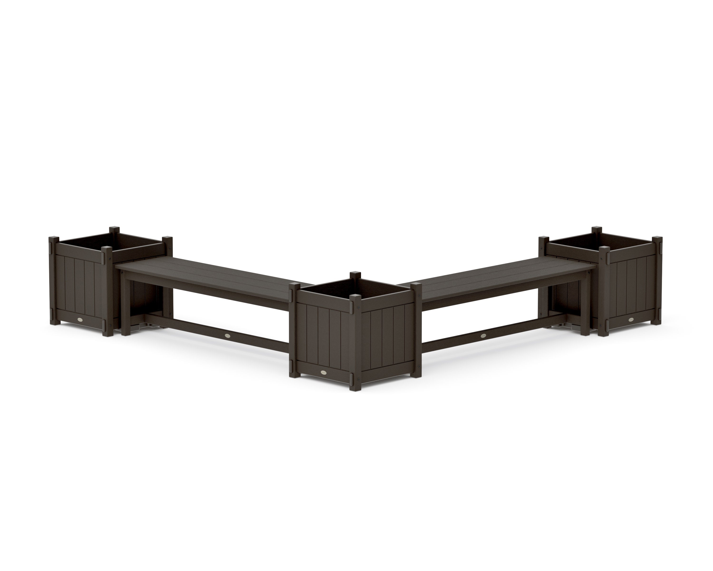 60" Vineyard L- Shaped Planter Bench Corner Set - Large in Vintage Coffee