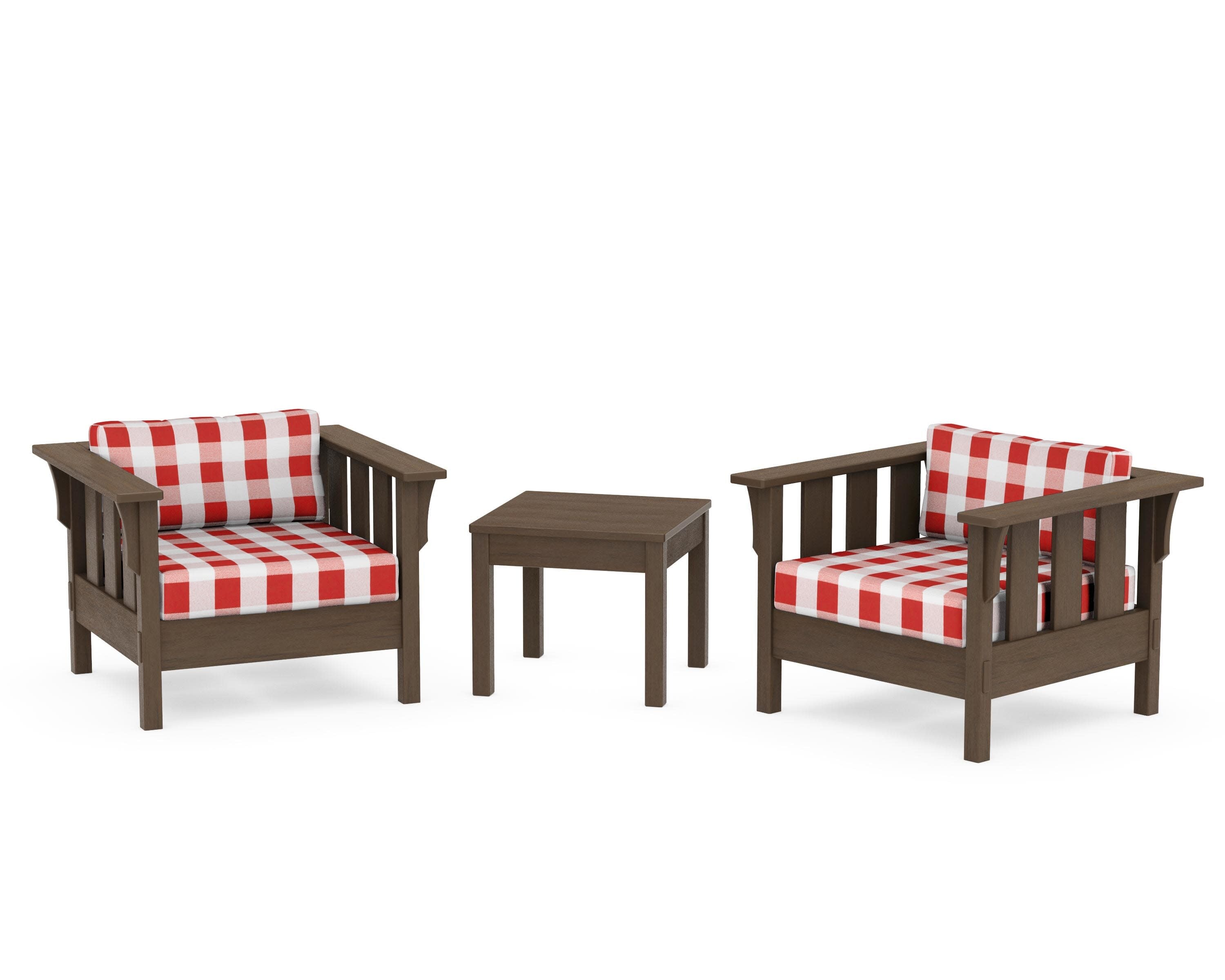 Acadia 3-Piece Deep Seating Set in Kona / Buffalo Plaid Crimson