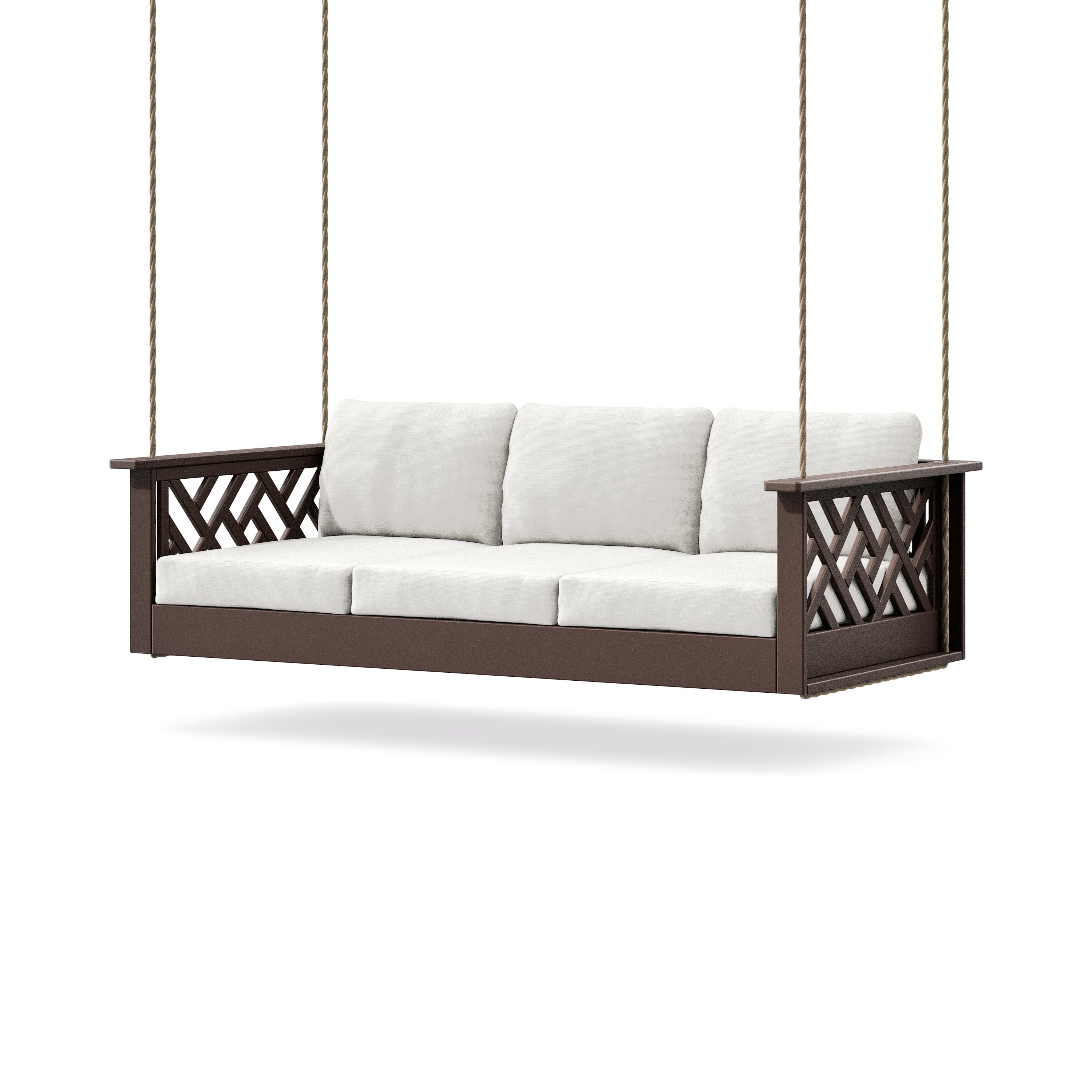 Chippendale Daybed Swing in Mahogany / Natural Linen
