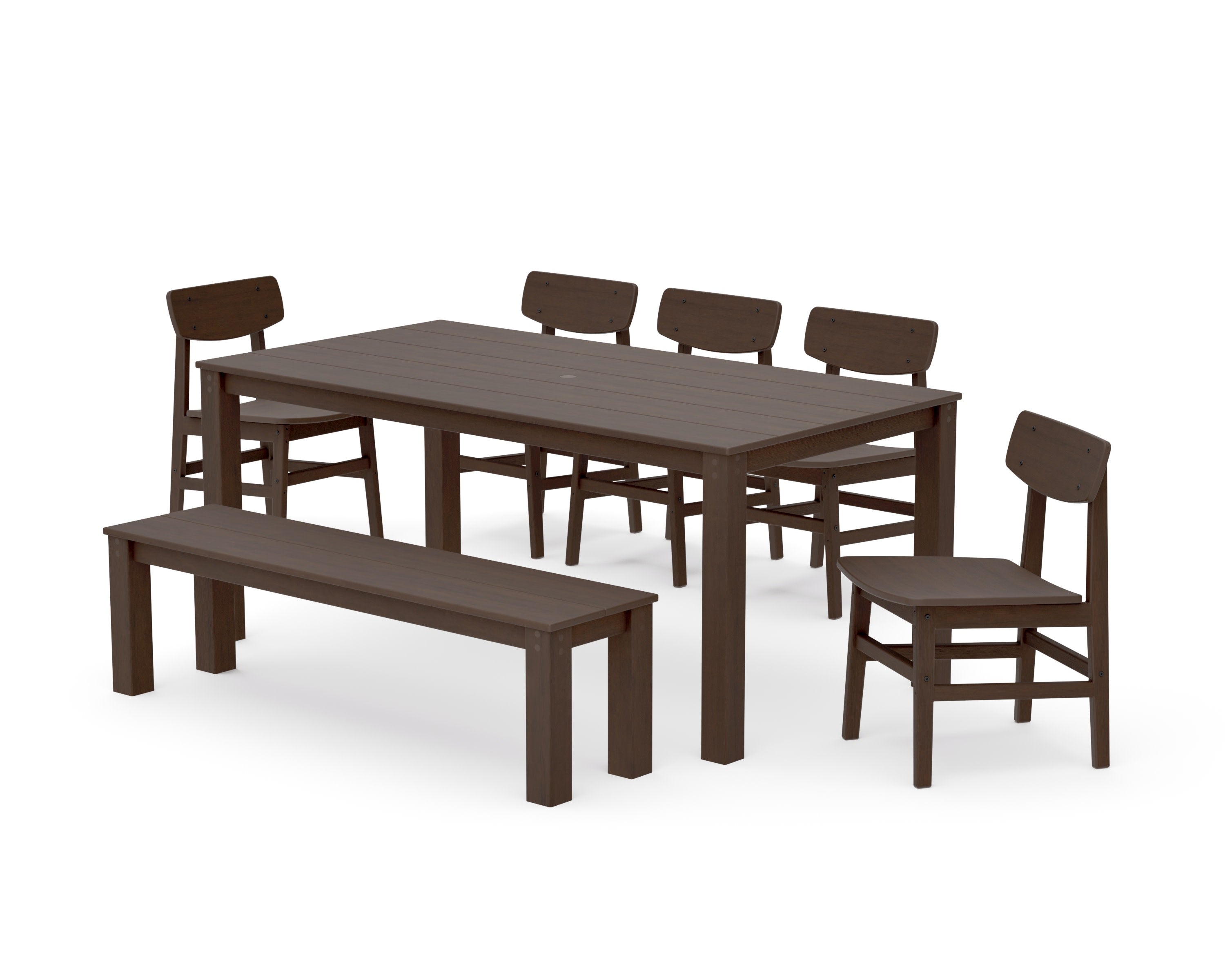 Modern Studio Urban Chair 7-Piece Parsons Dining Set with Bench in Kona