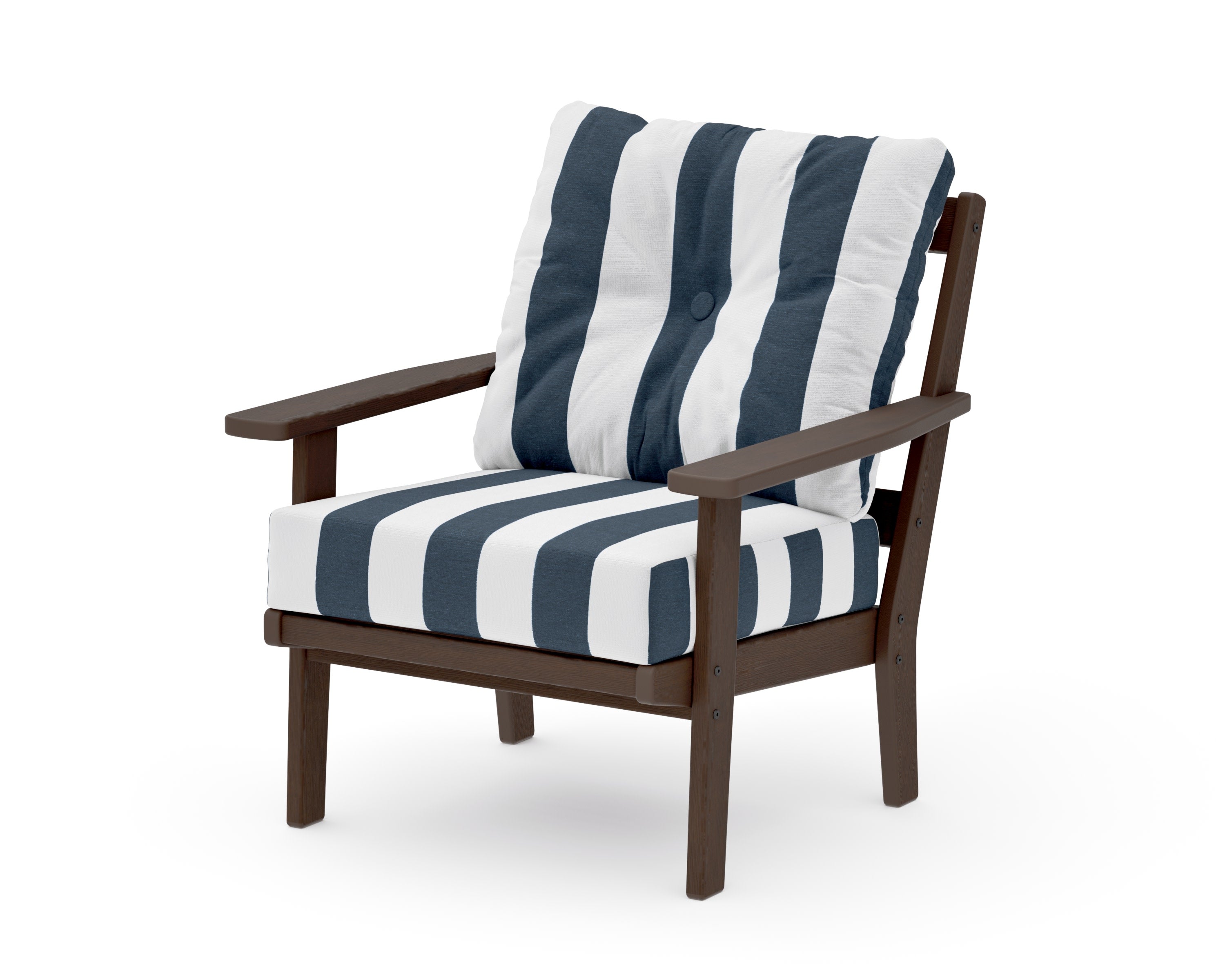 Prairie Deep Seating Chair in Kona / Cabana Stripe Marine Indigo