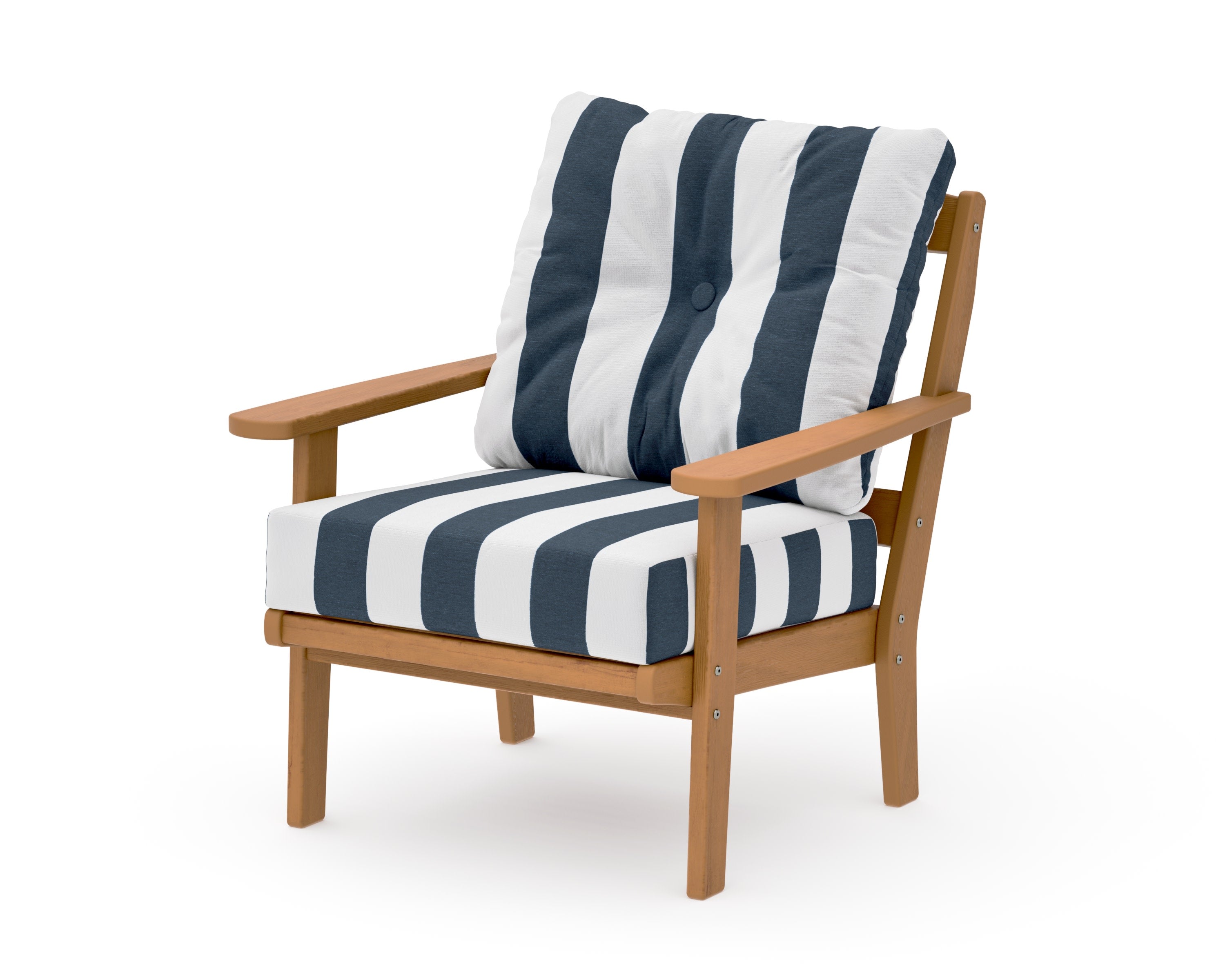 Mission Deep Seating Chair in Natural / Cabana Stripe Marine Indigo