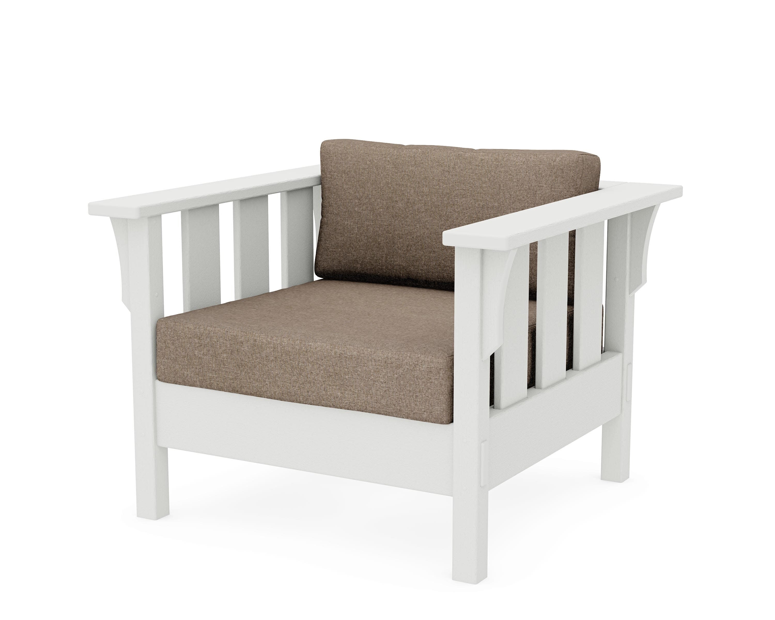 Acadia Deep Seating Chair in Vintage White / Spiced Burlap