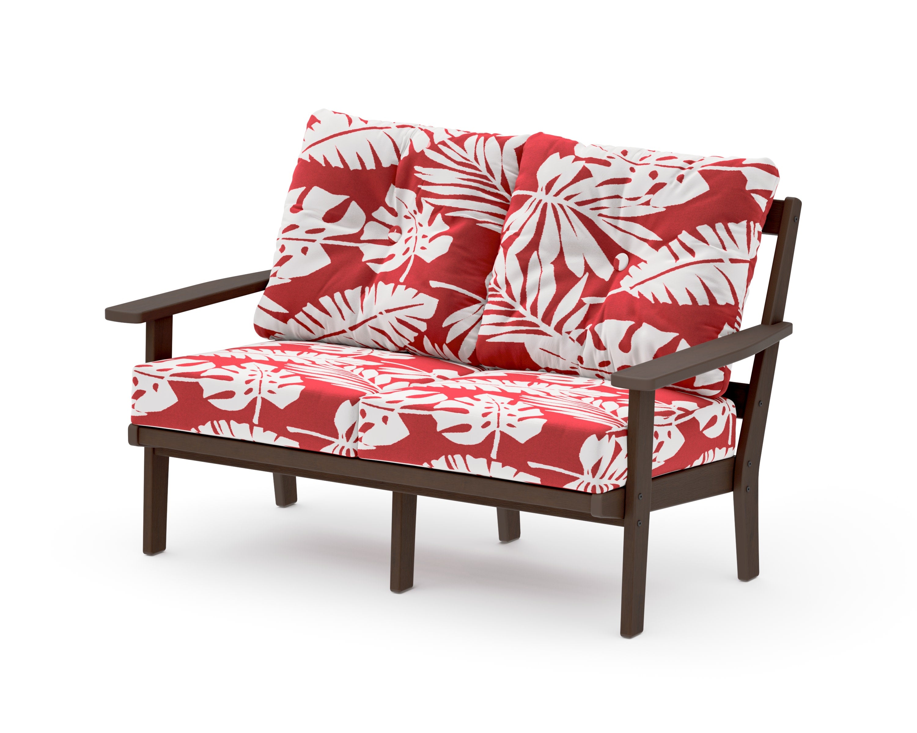 Prairie Deep SeatingLoveseat in Kona / Leaf Crimson