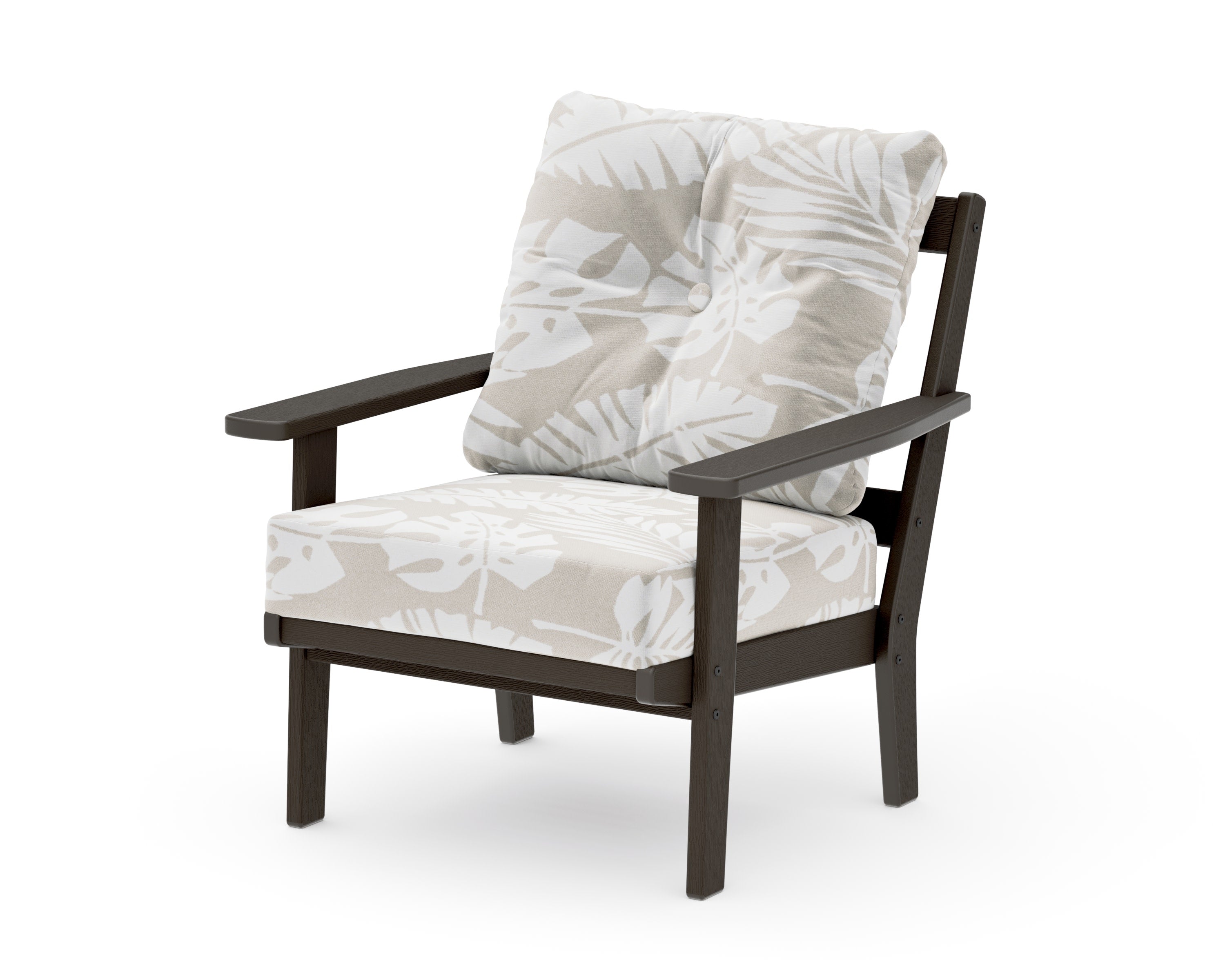Oxford Deep Seating Chair in Vintage Coffee / Leaf Dune Burlap