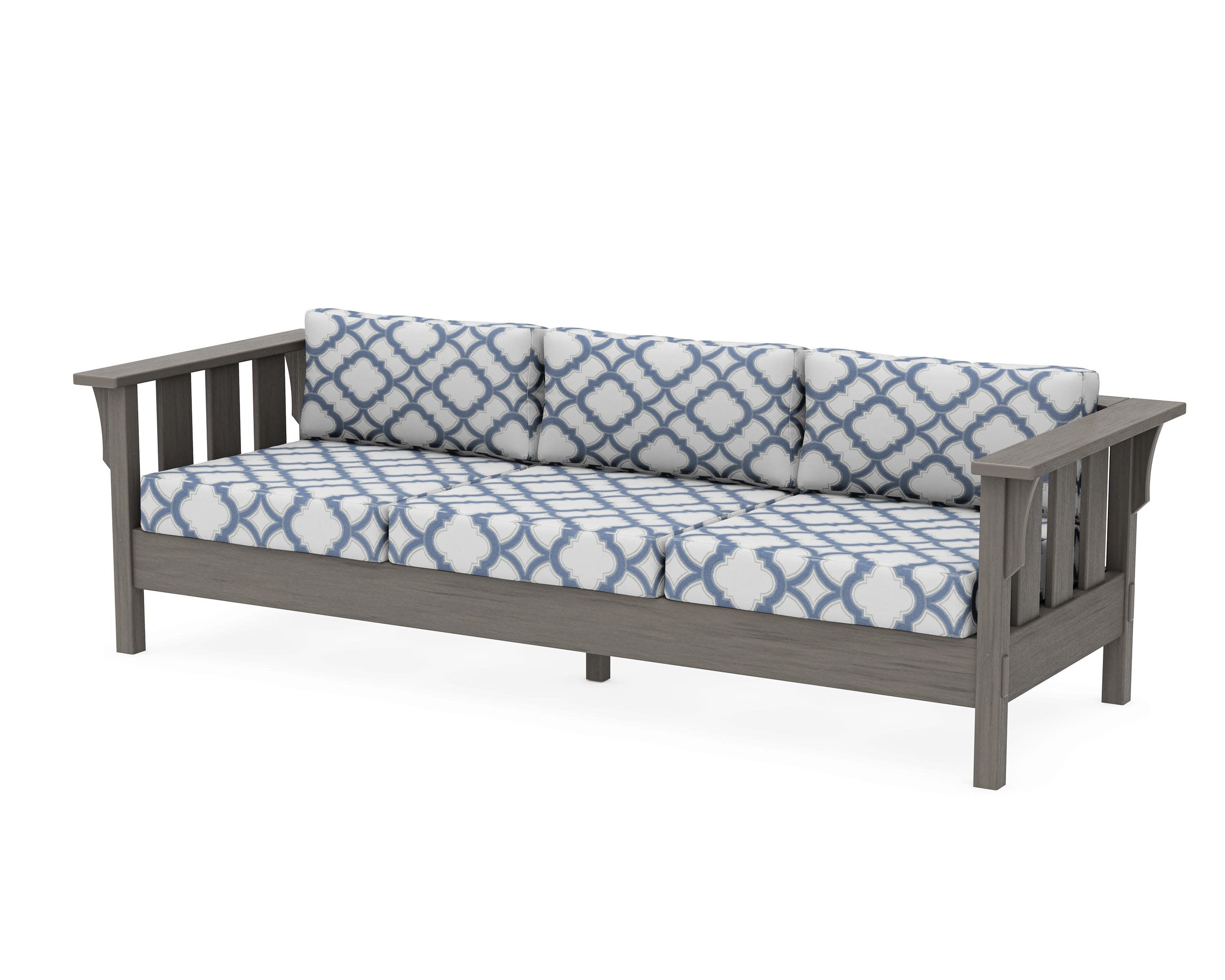 Acadia Deep Seating Sofa in Driftwood / Trellis Sky Blue