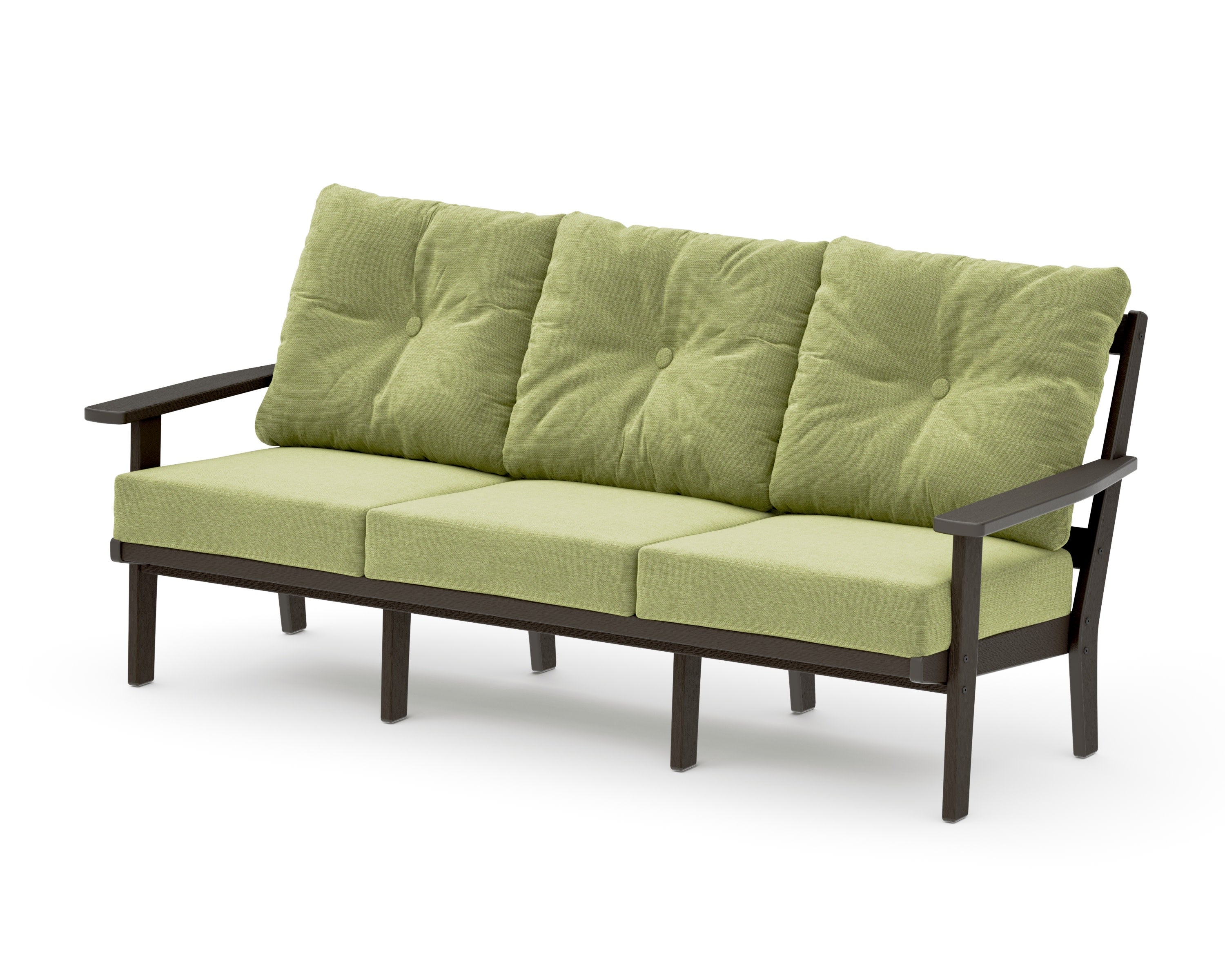 Oxford Deep Seating Sofa in Vintage Coffee / Chartreuse Boucle