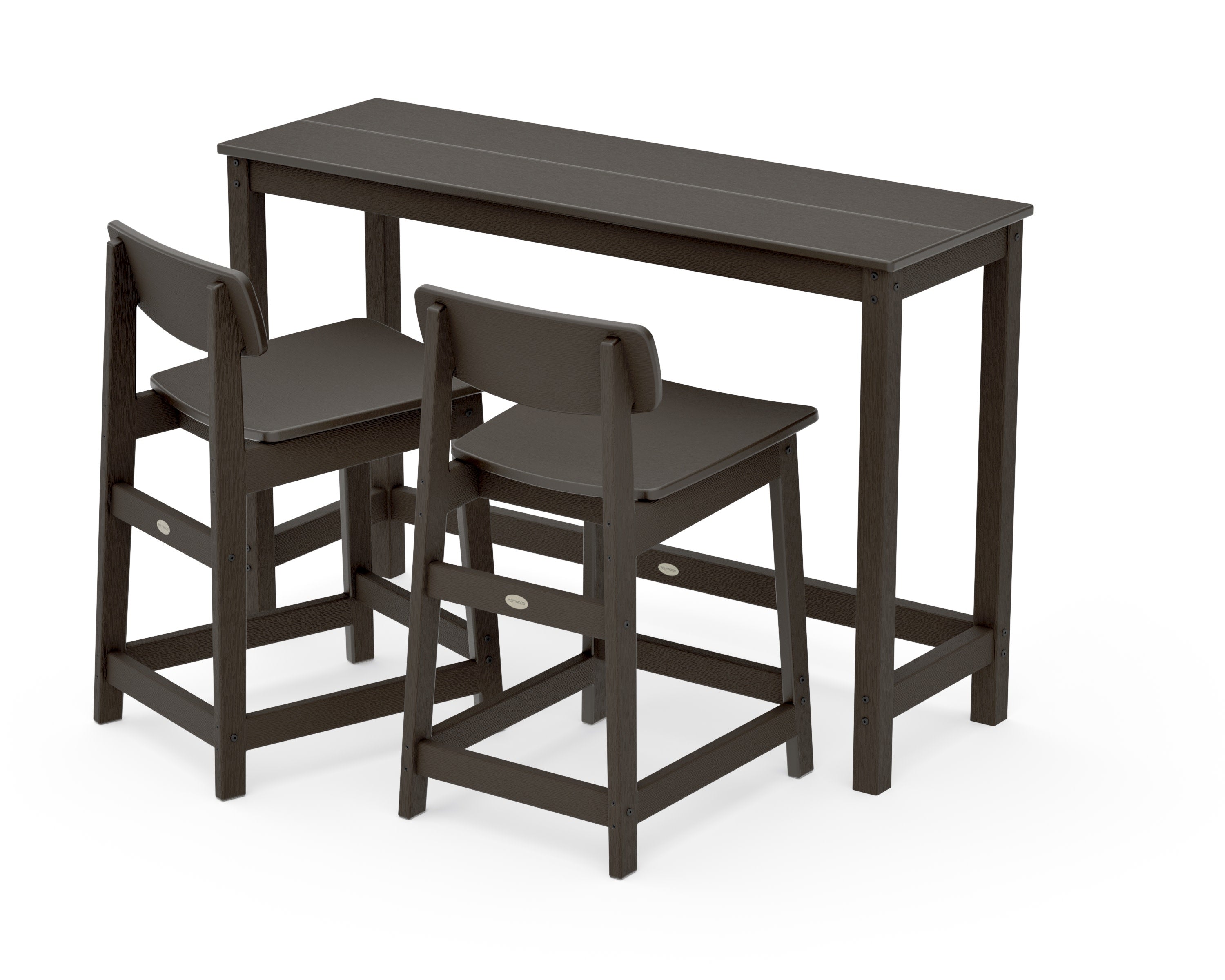 Modern Studio Urban Lowback Counter Chair 3-Piece Balcony Set in Vintage Coffee
