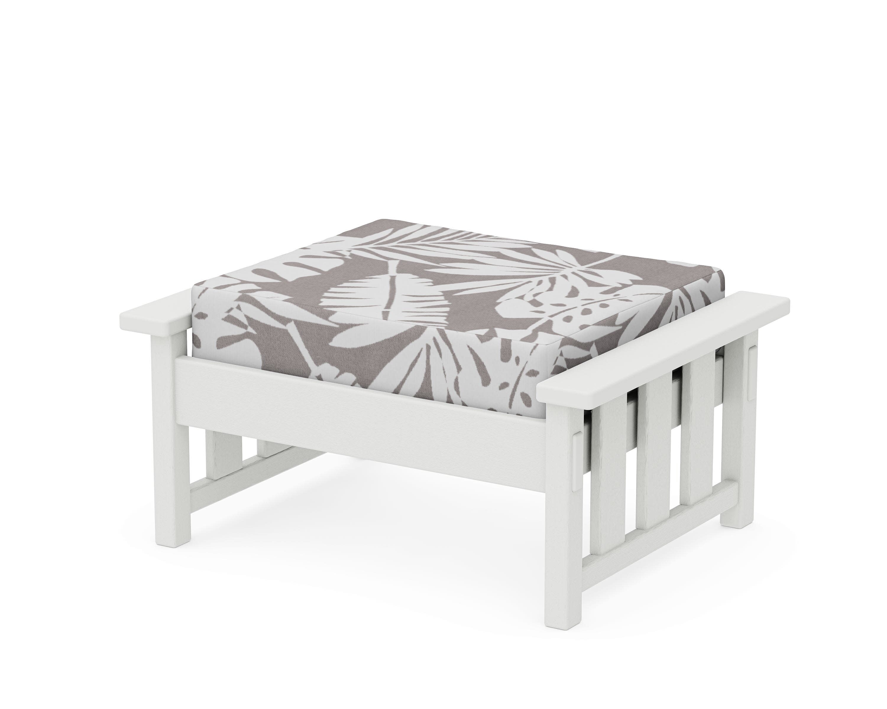 Acadia Deep Seating Ottoman in Vintage White / Leaf Grey Mist