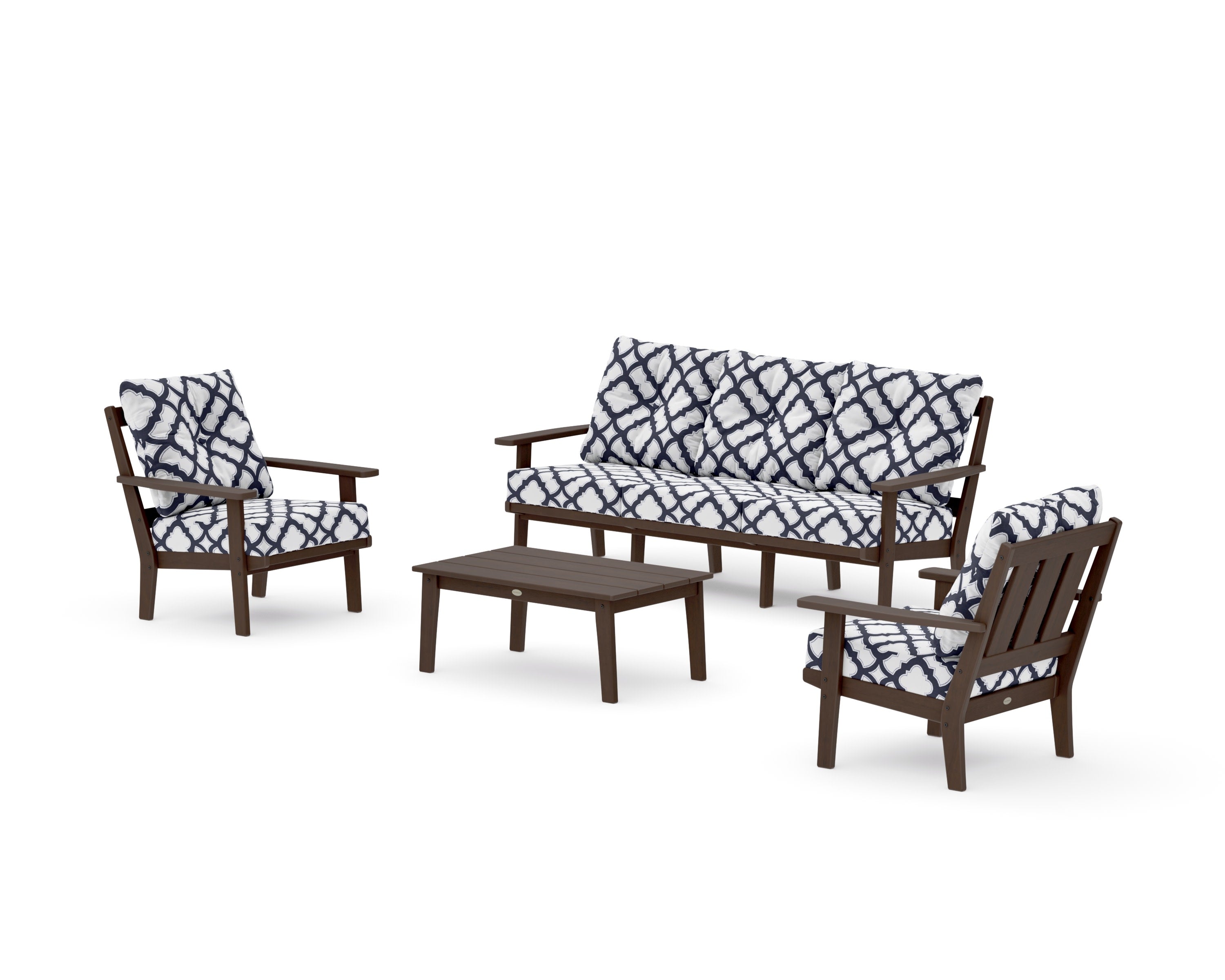 Oxford 4-Piece Deep Seating Set with Sofa in Kona / Trellis Navy