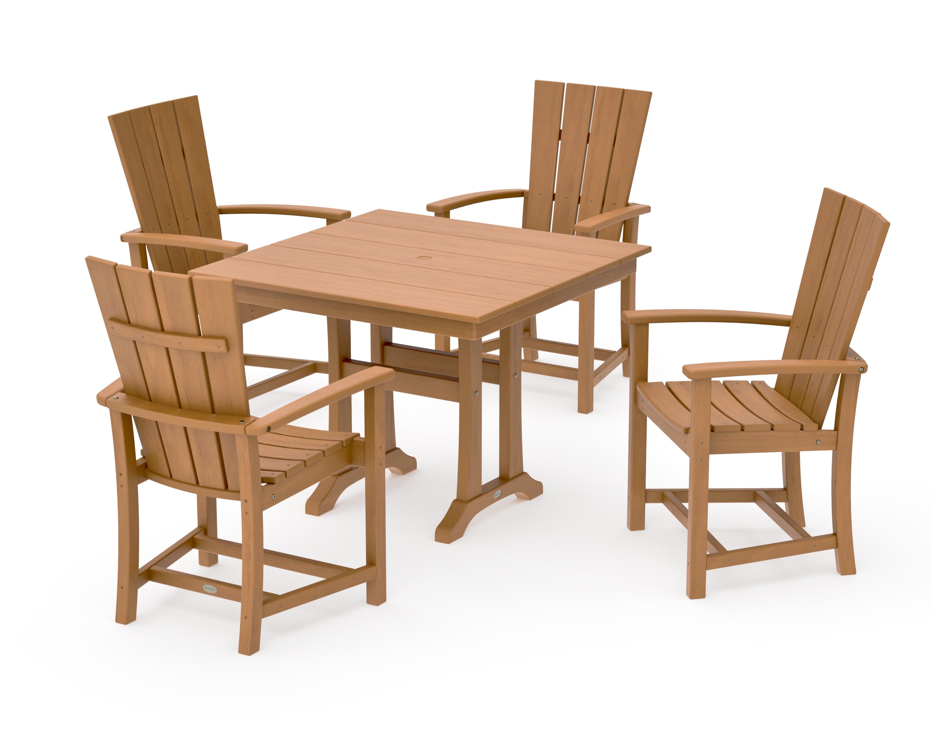 Quattro 5-Piece Farmhouse Dining Set With Trestle Legs in Natural