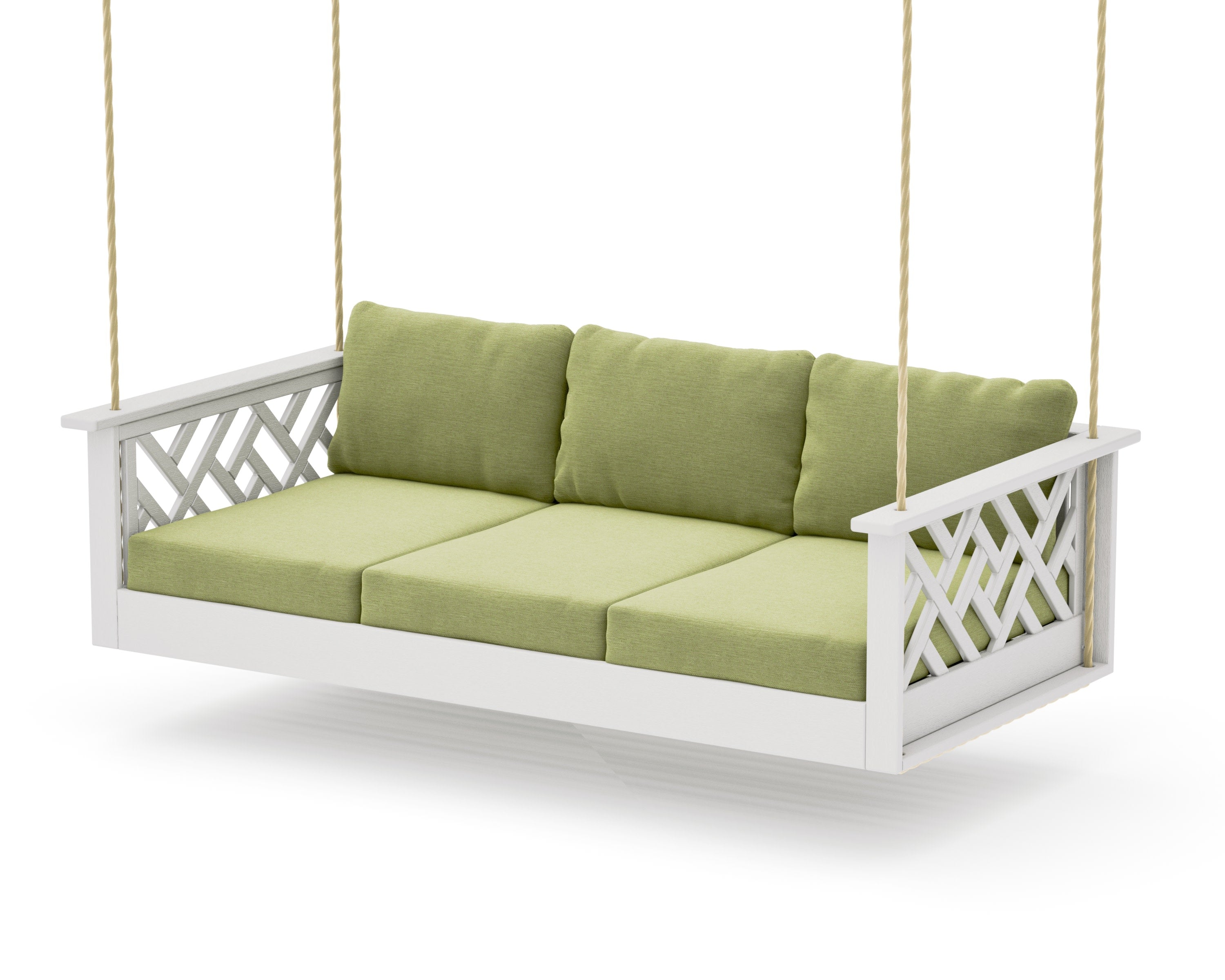 Chippendale Daybed Swing in Vintage White / Chartreuse Boucle
