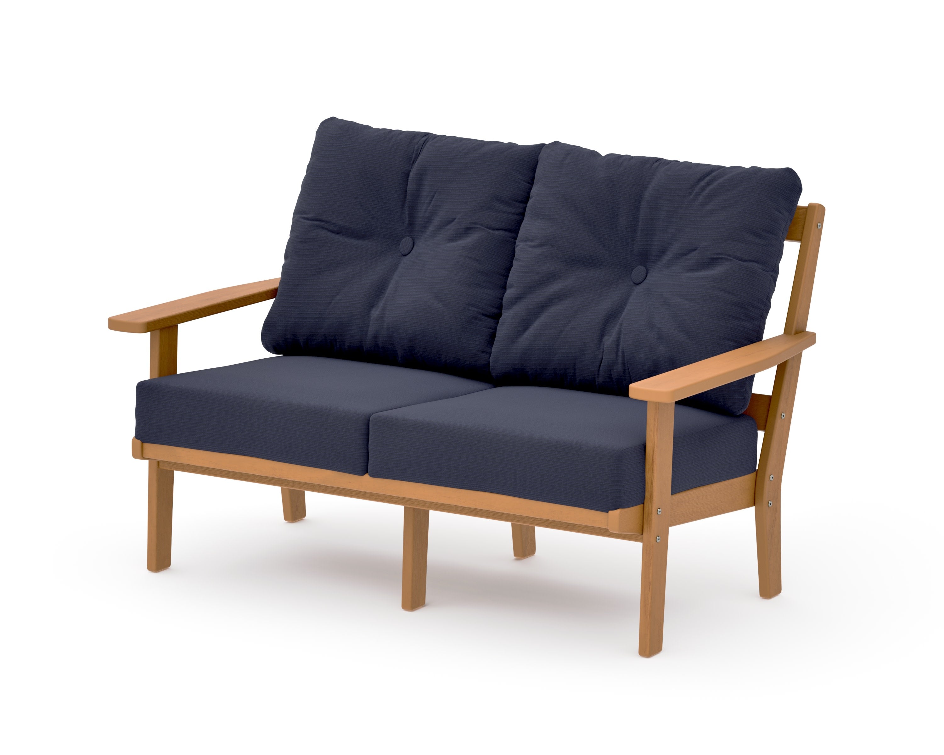 Oxford Deep SeatingLoveseat in Natural / Navy Linen