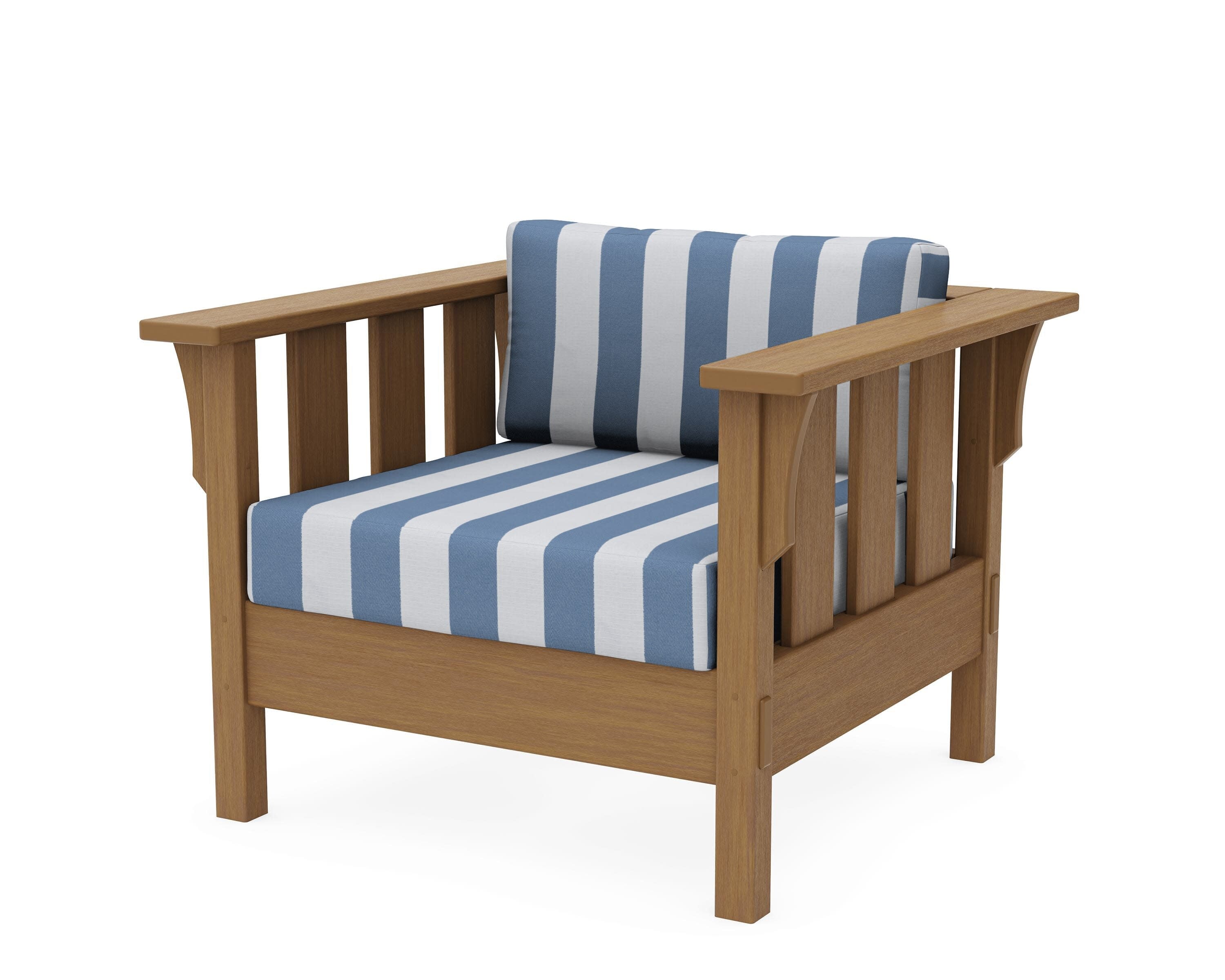 Acadia Deep Seating Chair in Natural / Cabana Stripe Sky Blue