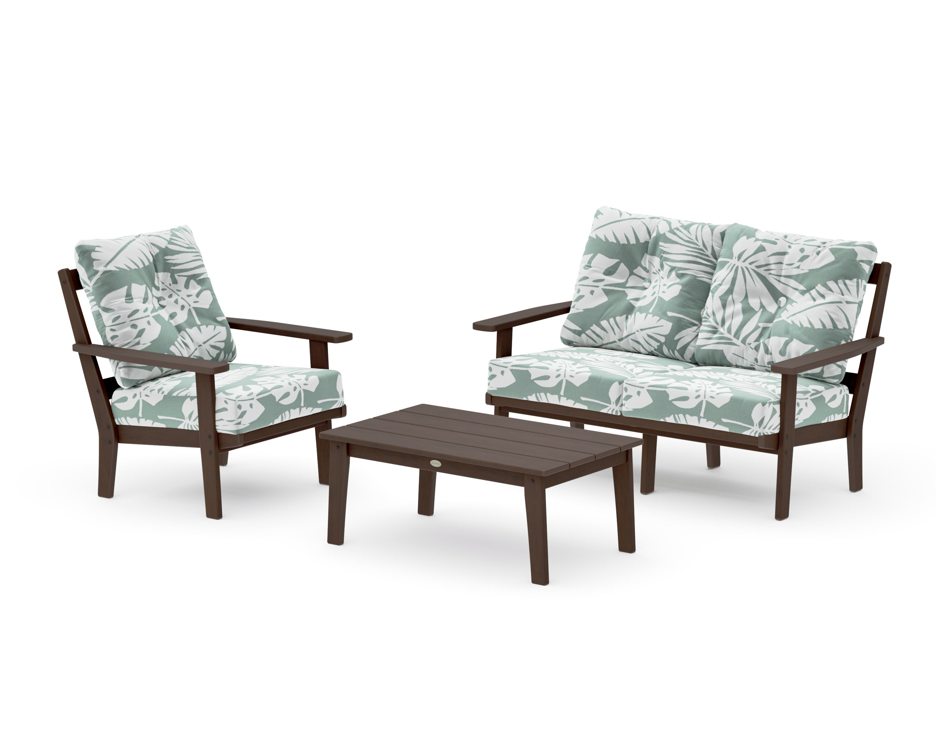 Oxford 3-Piece Deep Seating Set with Loveseat in Kona / Leaf Glacier Spa