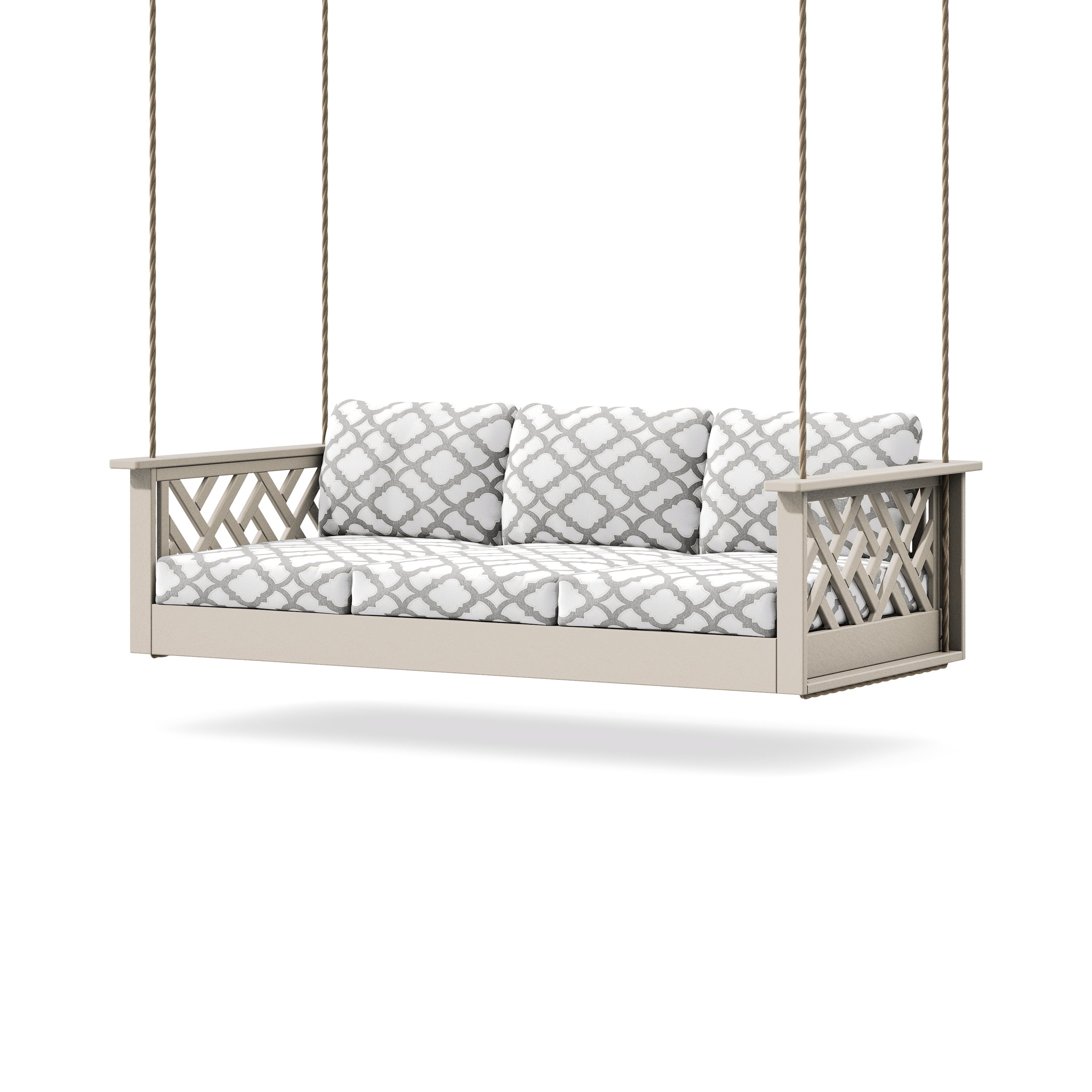 Chippendale Daybed Swing in Sand / Trellis Grey Mist