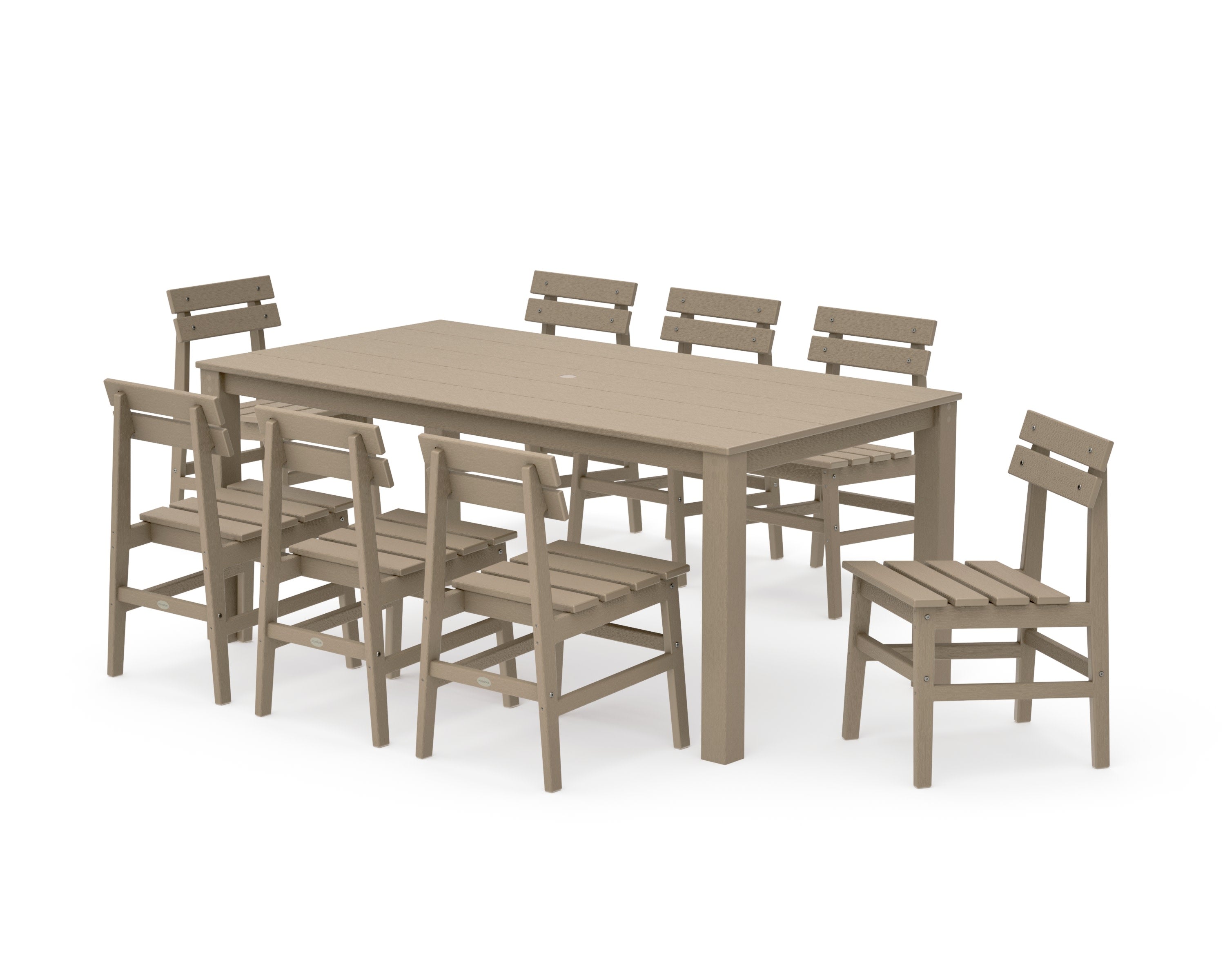 Modern Studio Plaza Chair 9-Piece Parsons Dining Set in Vintage Sahara
