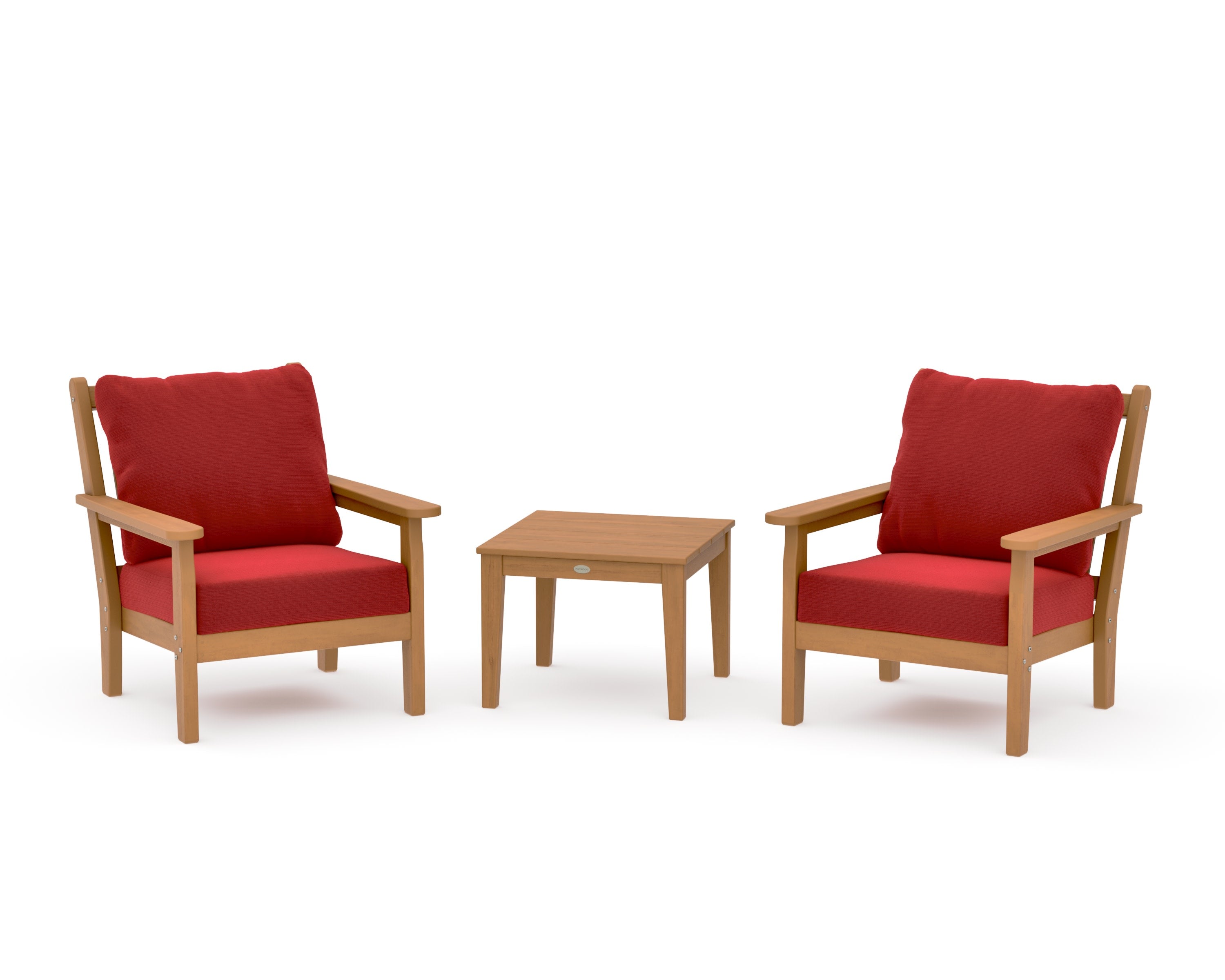 Chippendale 3-Piece Deep Seating Set in Natural / Crimson Linen