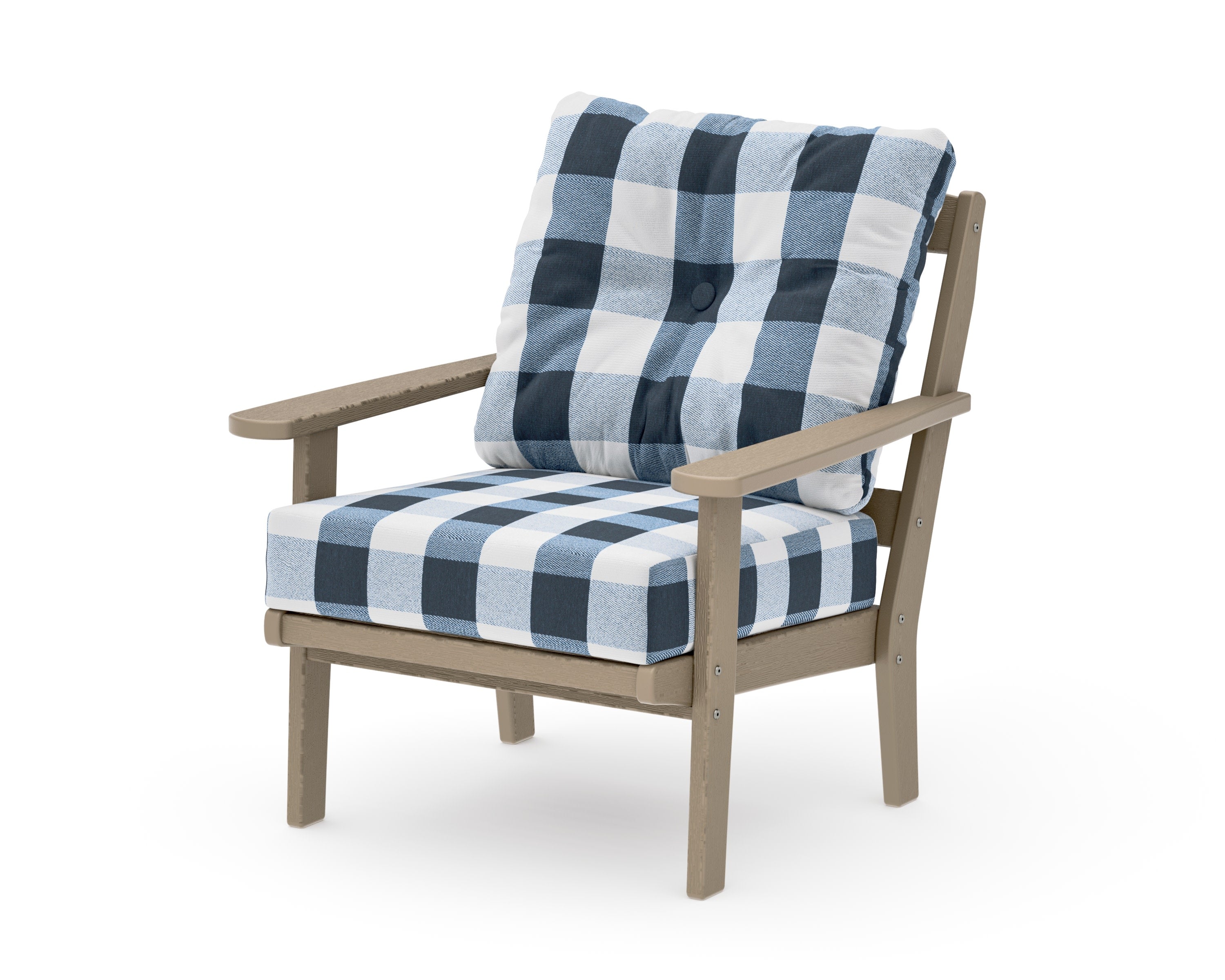Mission Deep Seating Chair in Vintage Sahara / Buffalo Plaid Marine Indigo