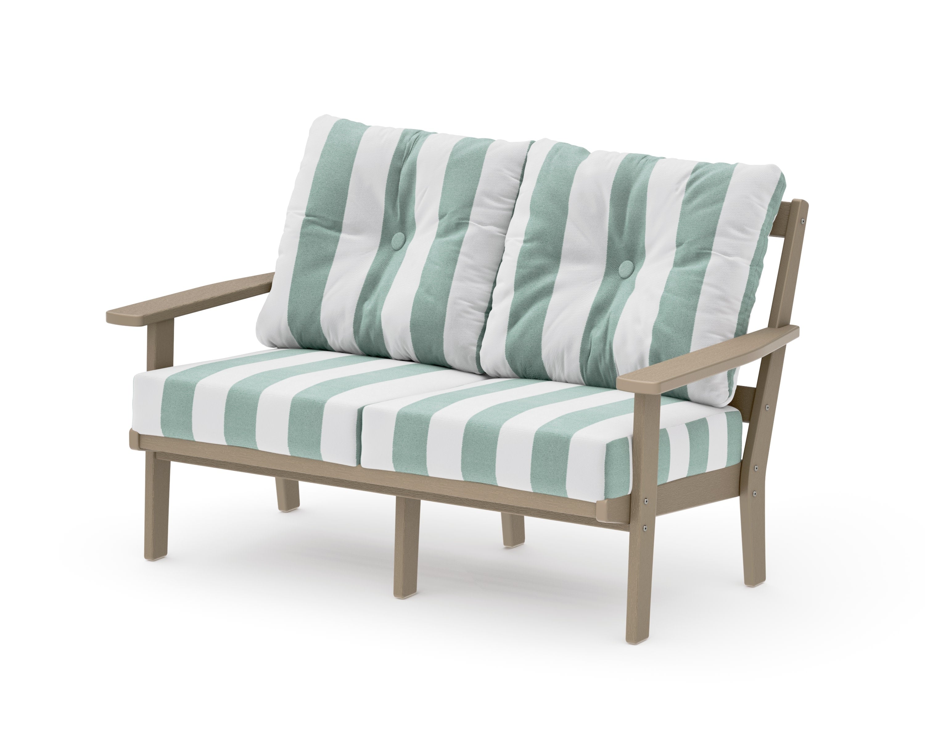 Oxford Deep SeatingLoveseat in Vintage Sahara / Cabana Stripe Glacier Spa