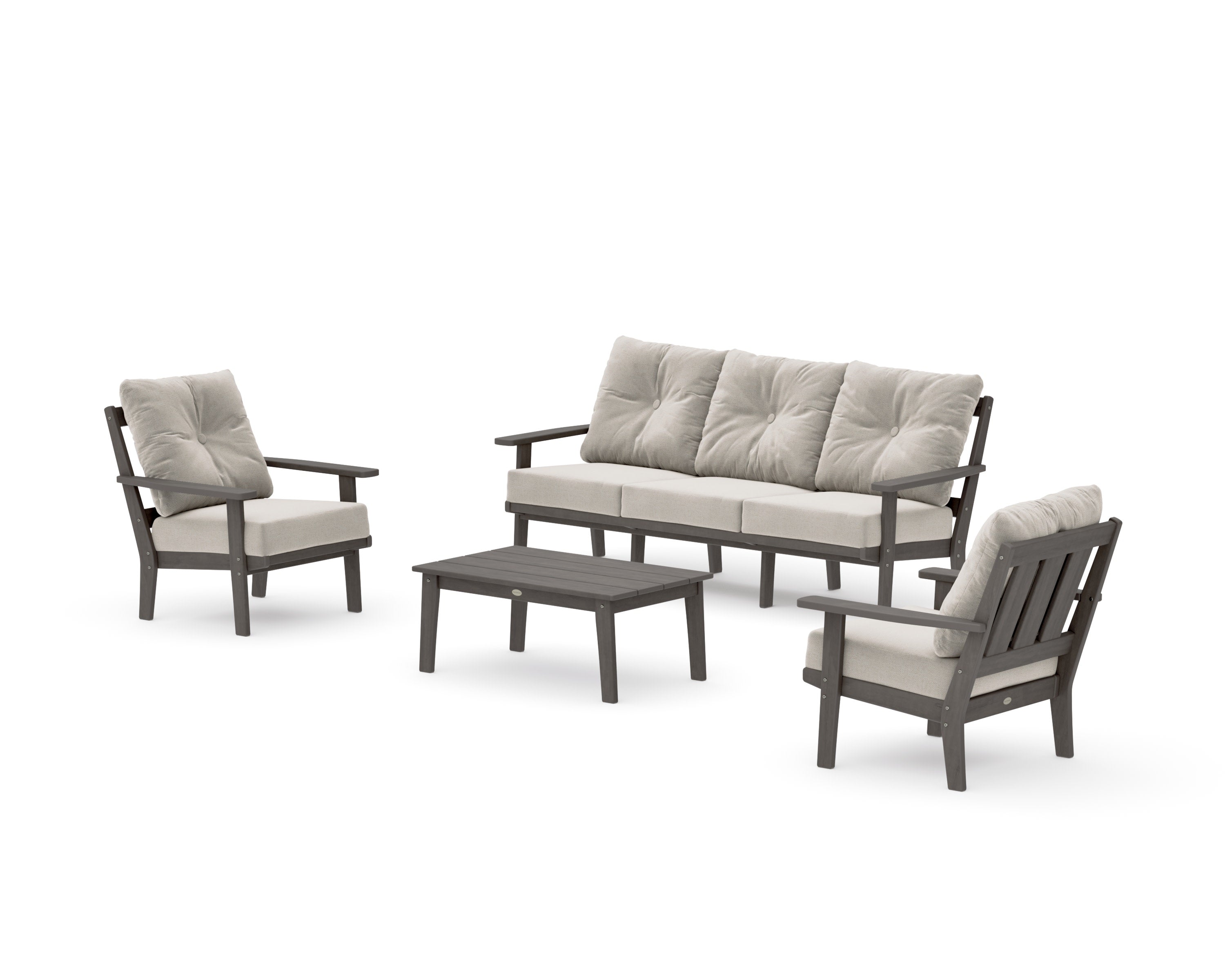 Oxford 4-Piece Deep Seating Set with Sofa in Driftwood / Dune Burlap