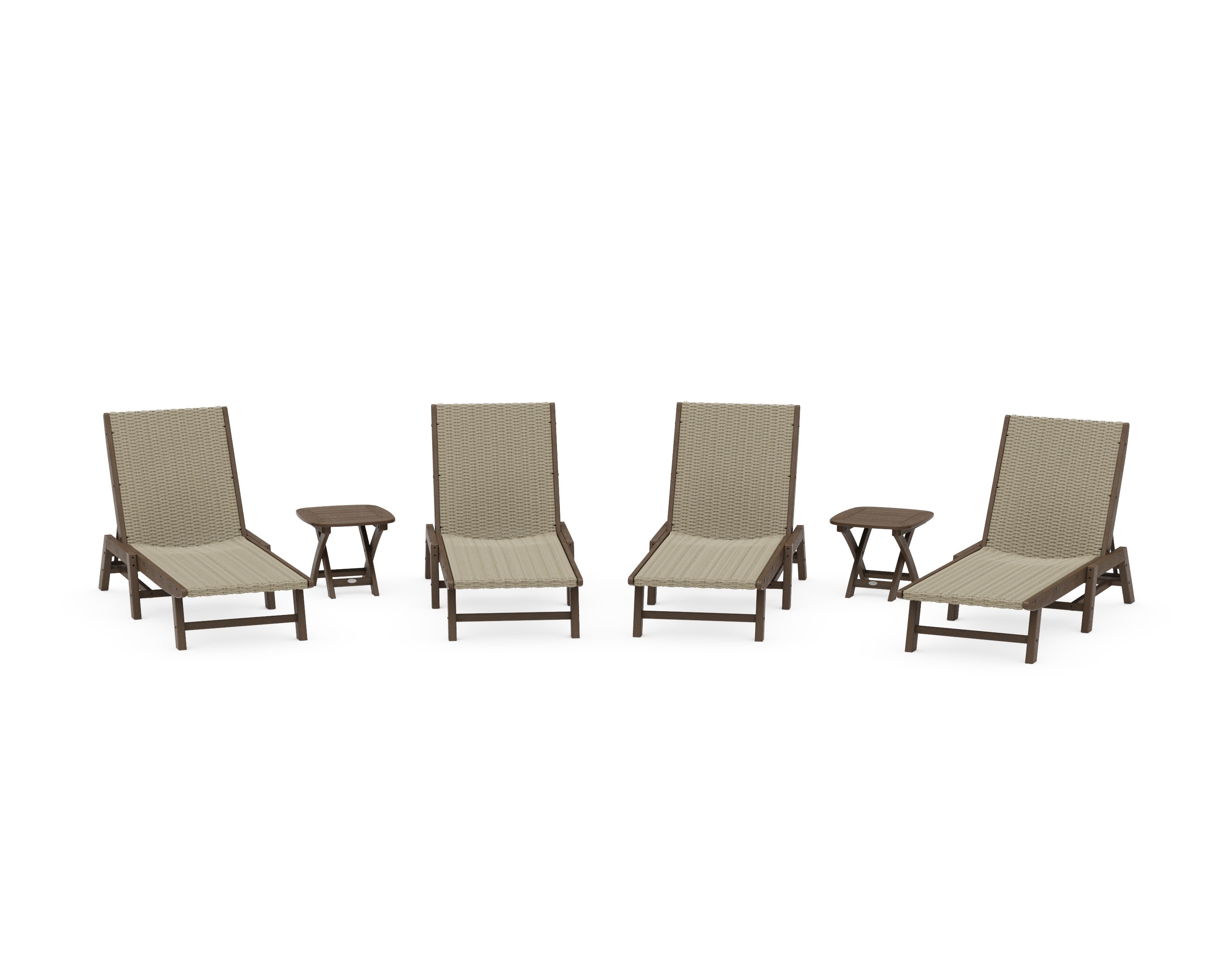 6- Piece Coastal Woven Chaise Chaise Lounge Set in Kona / Dune Grass