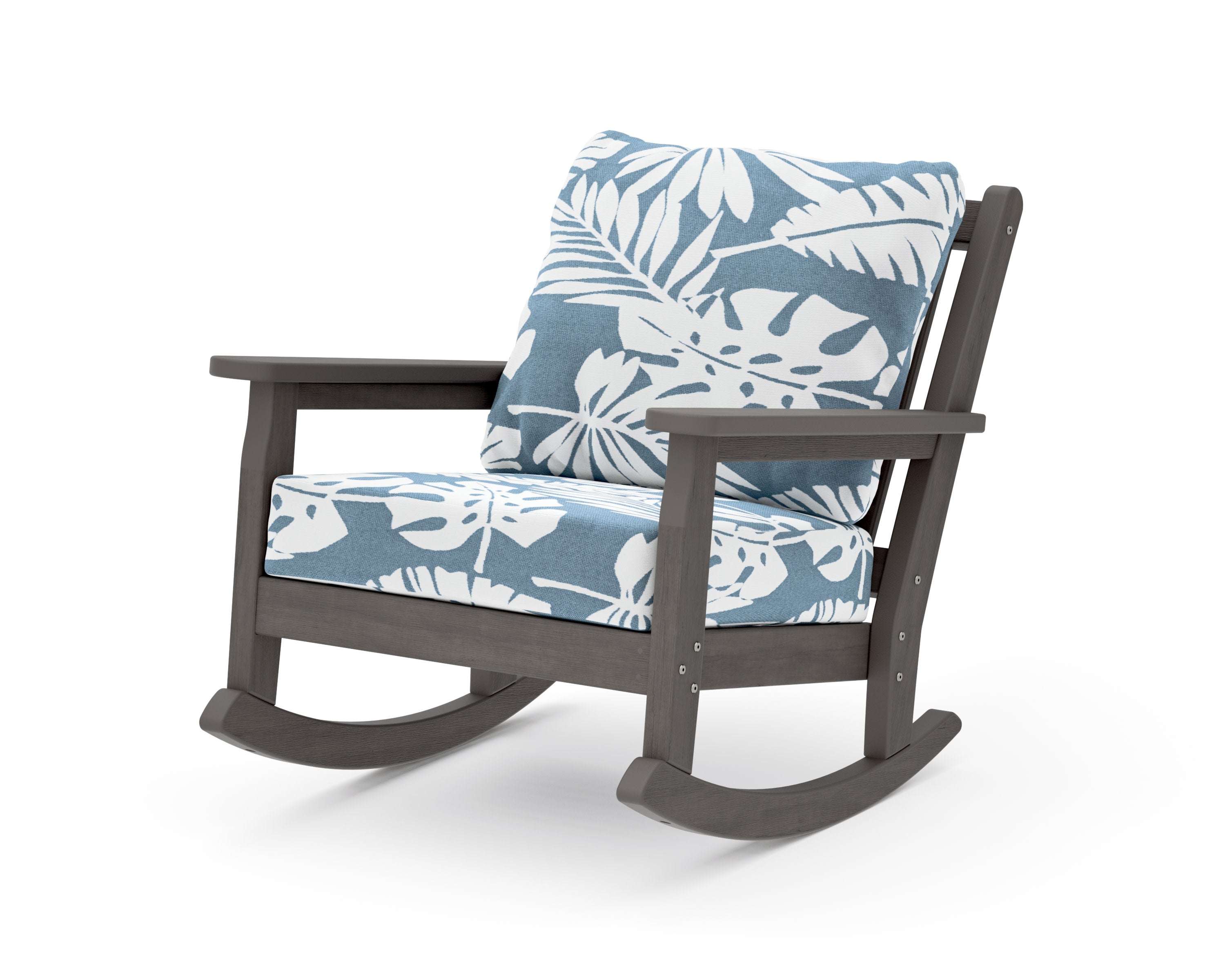 Chippendale Deep Seating Rocking Chair in Driftwood / Leaf Sky Blue