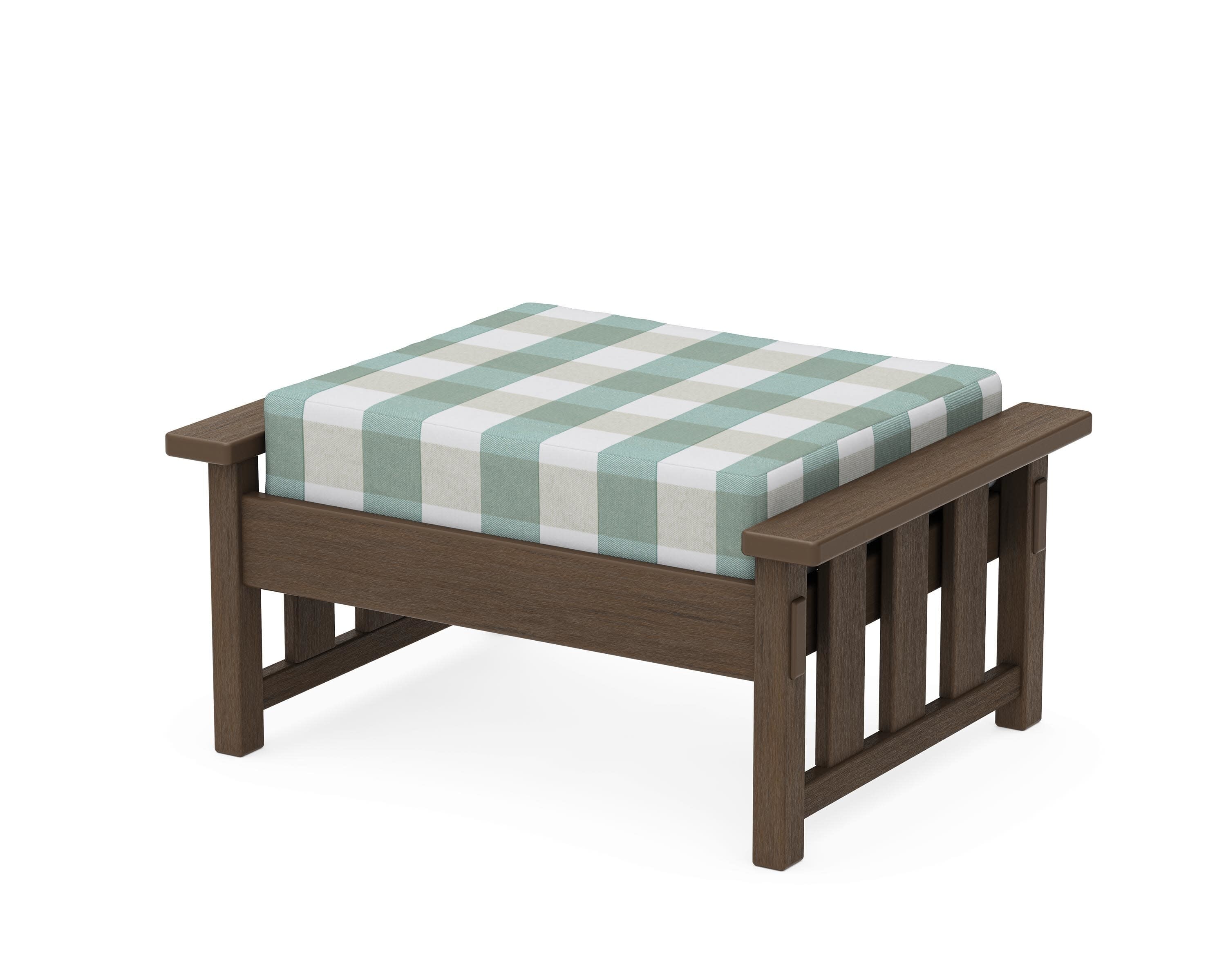 Acadia Deep Seating Ottoman in Kona / Buffalo Plaid Glacier Spa