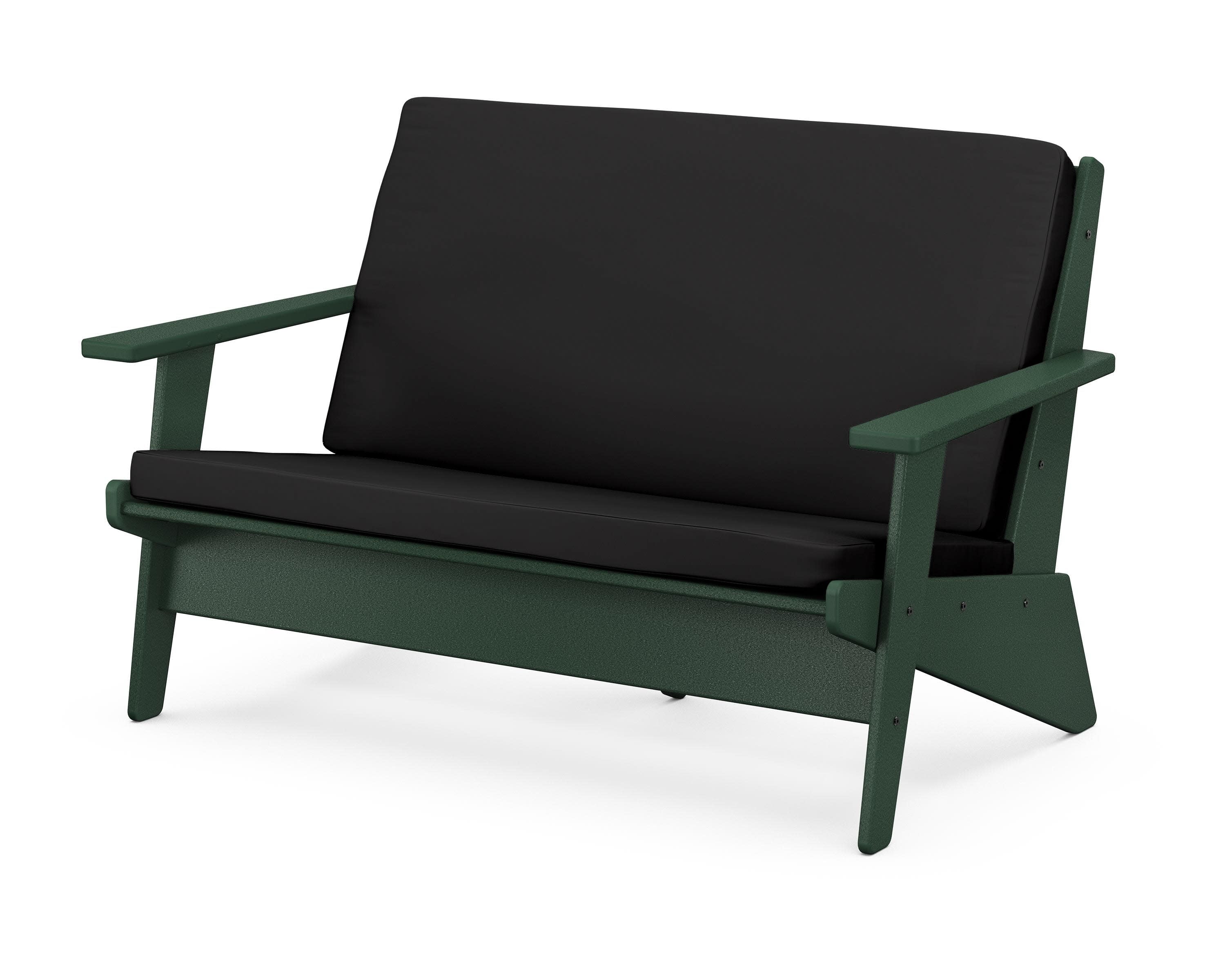 Riviera Modern Lounge Loveseat in Green / Canvas Black
