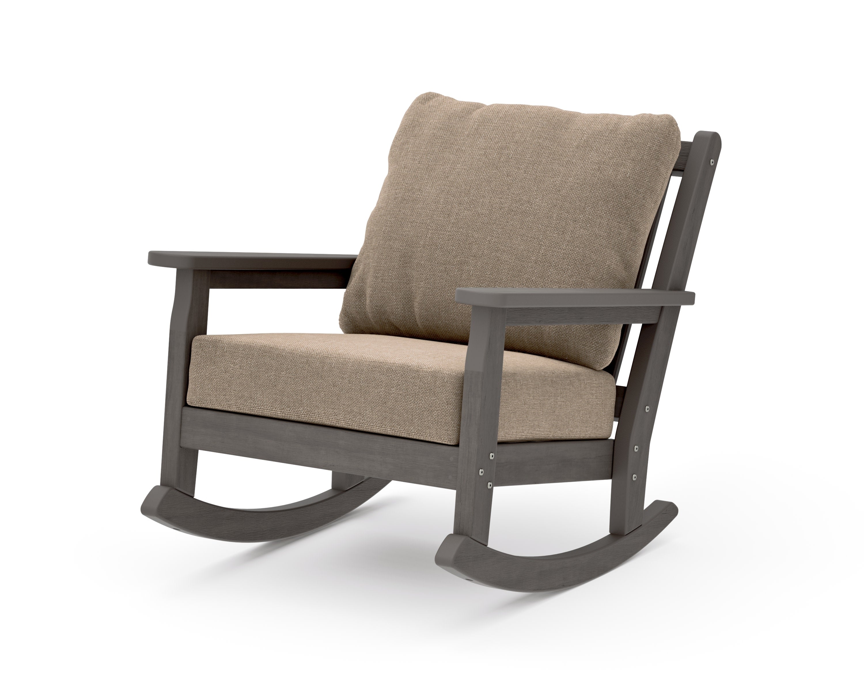 Chippendale Deep Seating Rocking Chair in Driftwood / Spiced Burlap