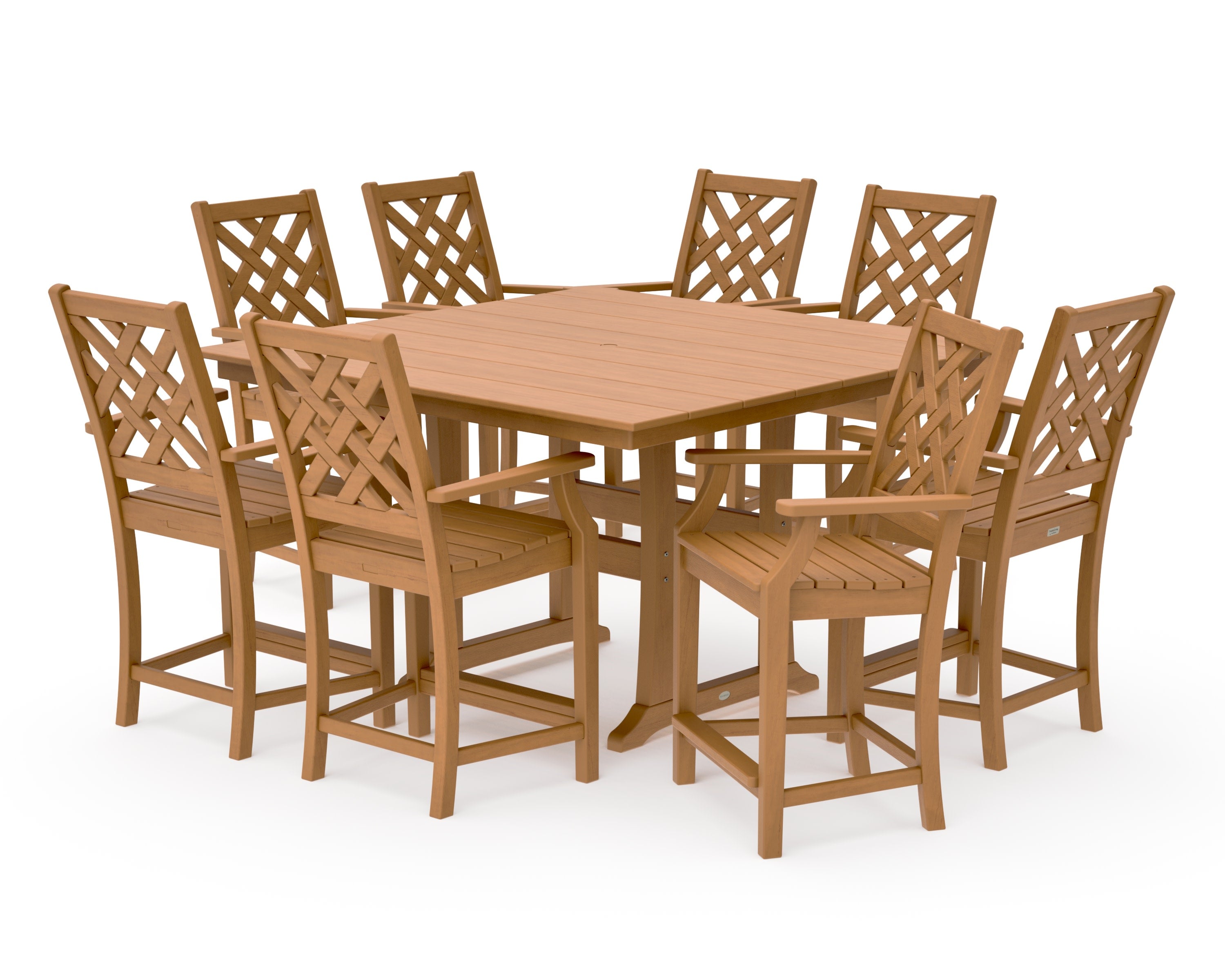 Wovendale 9-Piece Square Farmhouse Counter Set with Trestle Legs in Natural