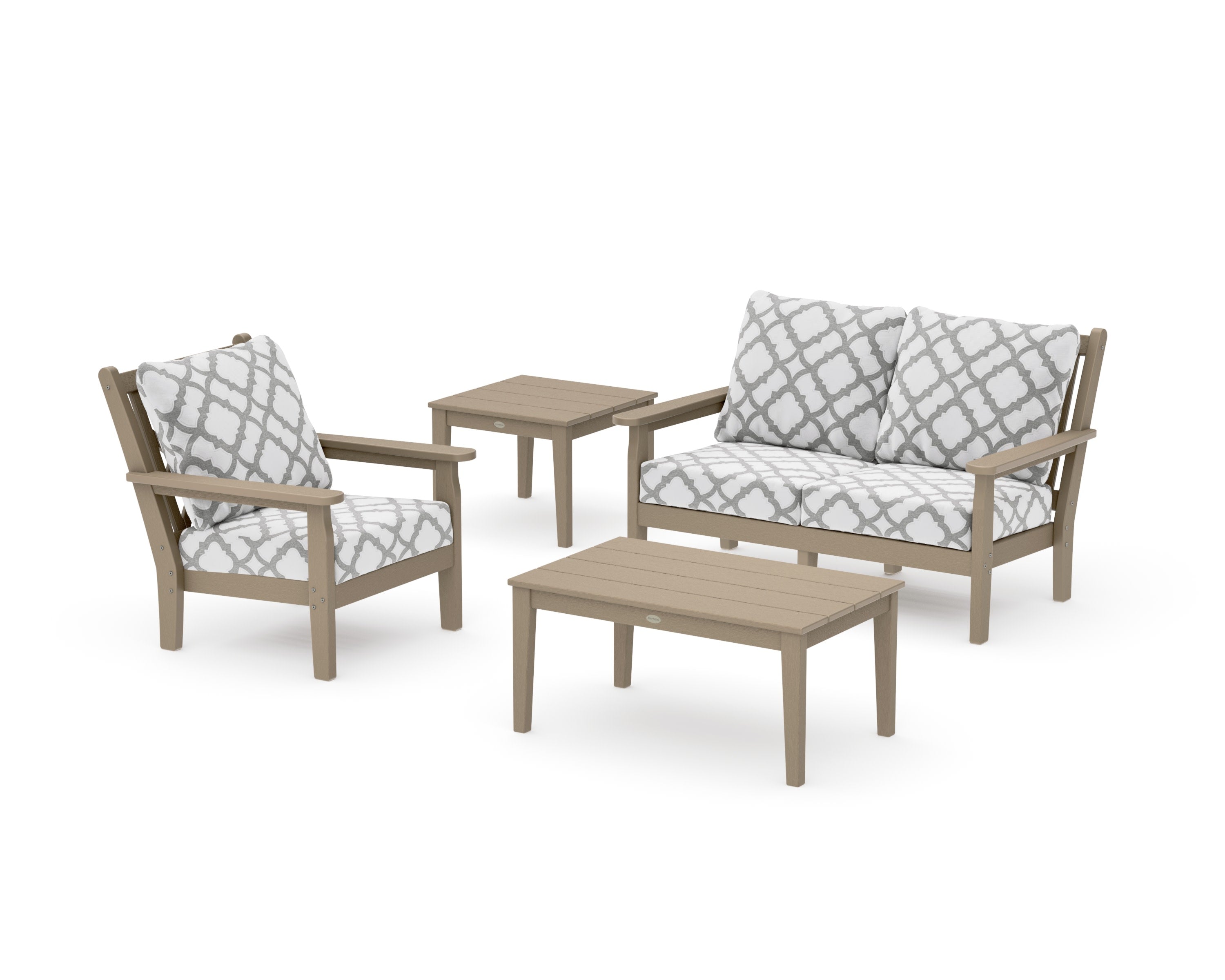 Chippendale 4-Piece Deep Seating Set in Vintage Sahara / Trellis Grey Mist