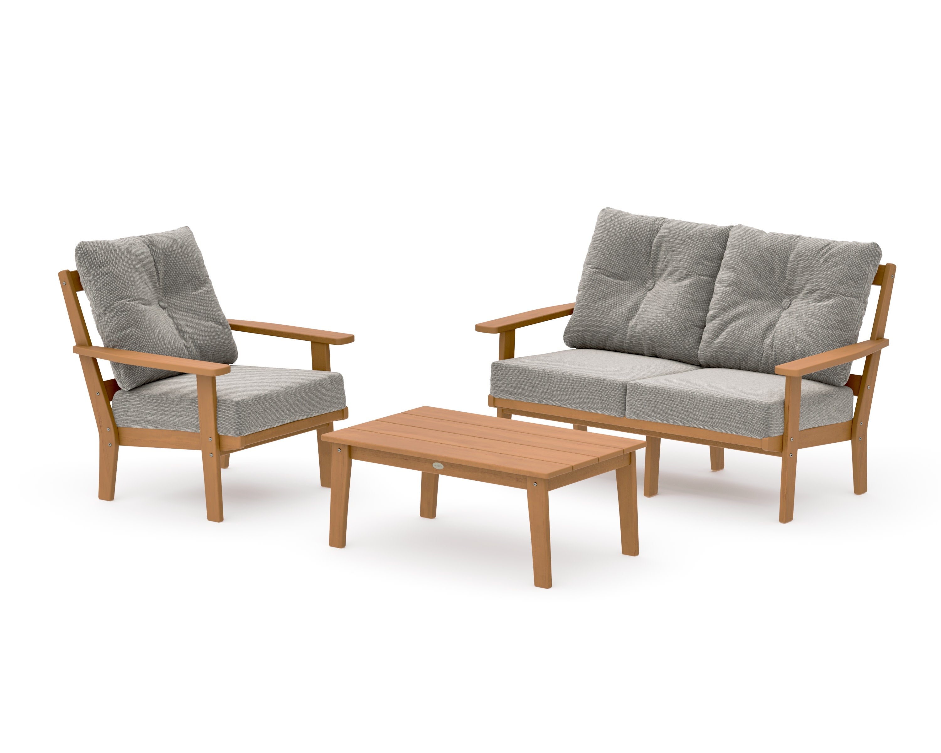 Oxford 3-Piece Deep Seating Set with Loveseat in Natural / Weathered Tweed