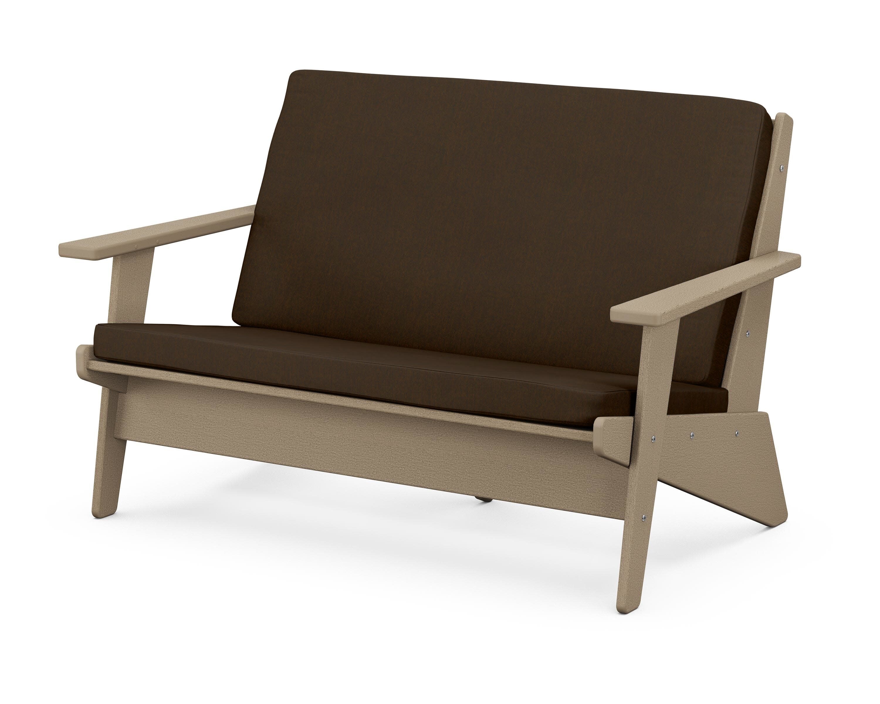 Riviera Modern Lounge Loveseat in Vintage Sahara / Canvas Java