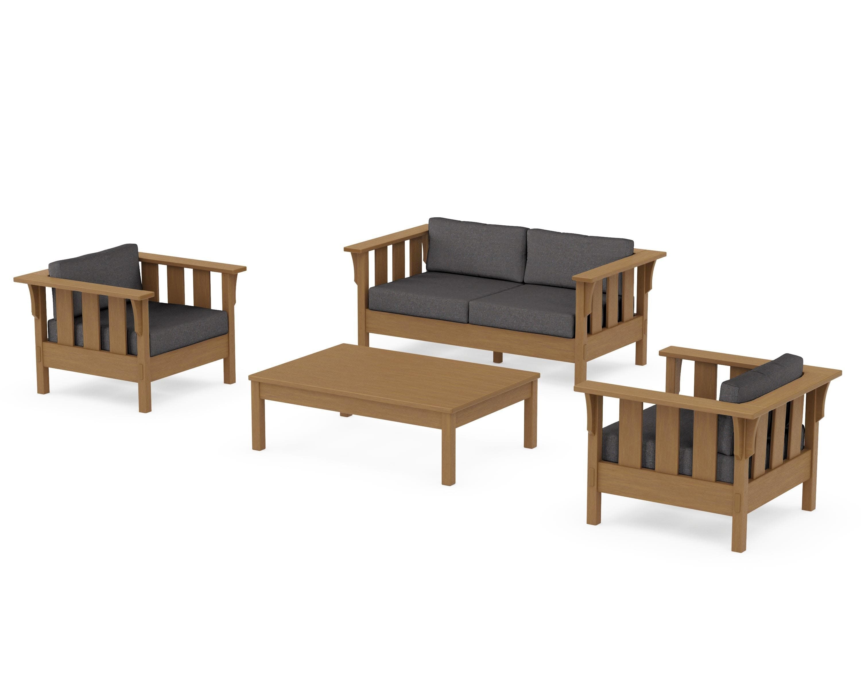 Acadia 4-Piece Deep Seating Set with Loveseat in Natural / Ash Charcoal