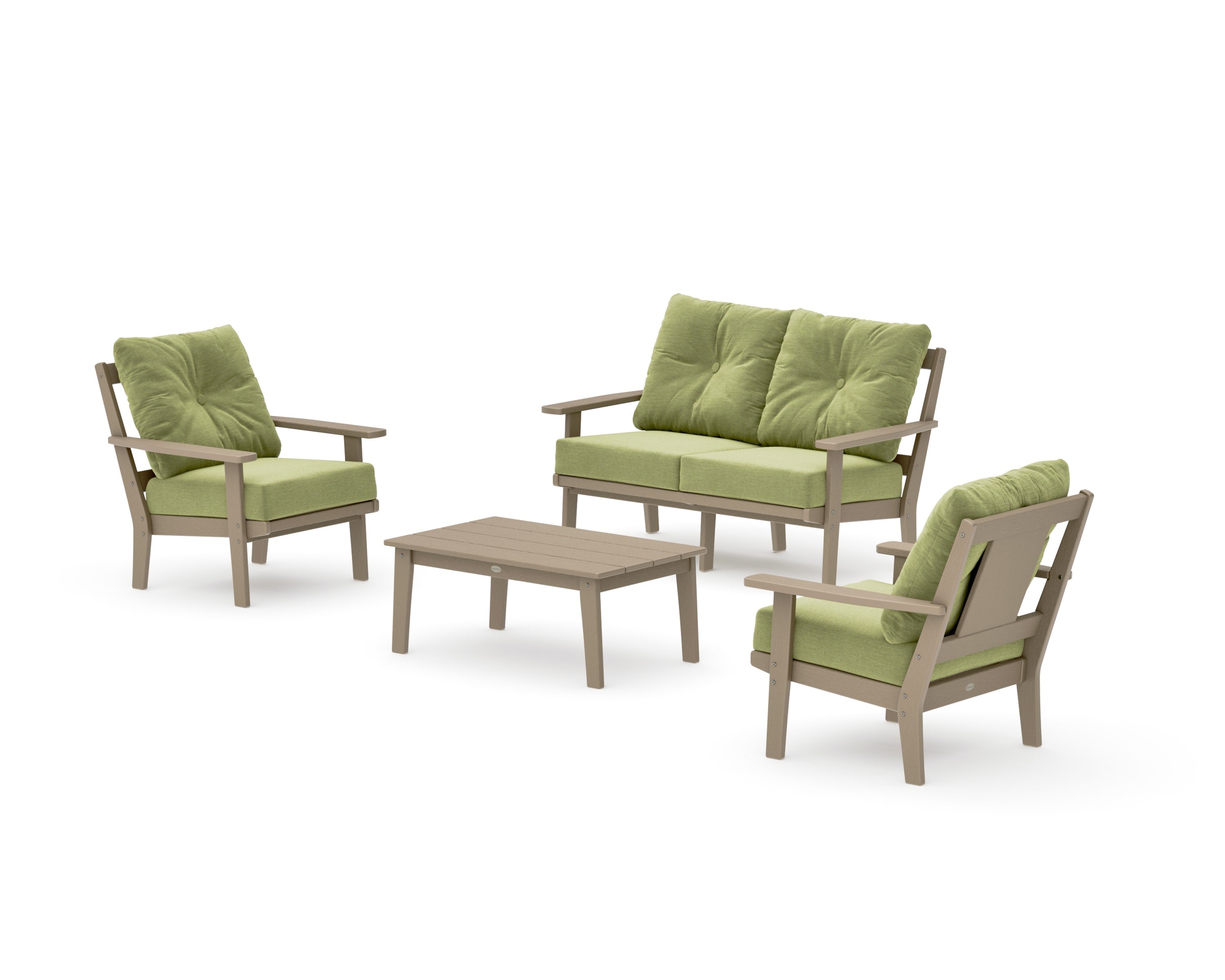 Prairie 4-Piece Deep Seating Set with Loveseat in Vintage Sahara / Chartreuse Boucle