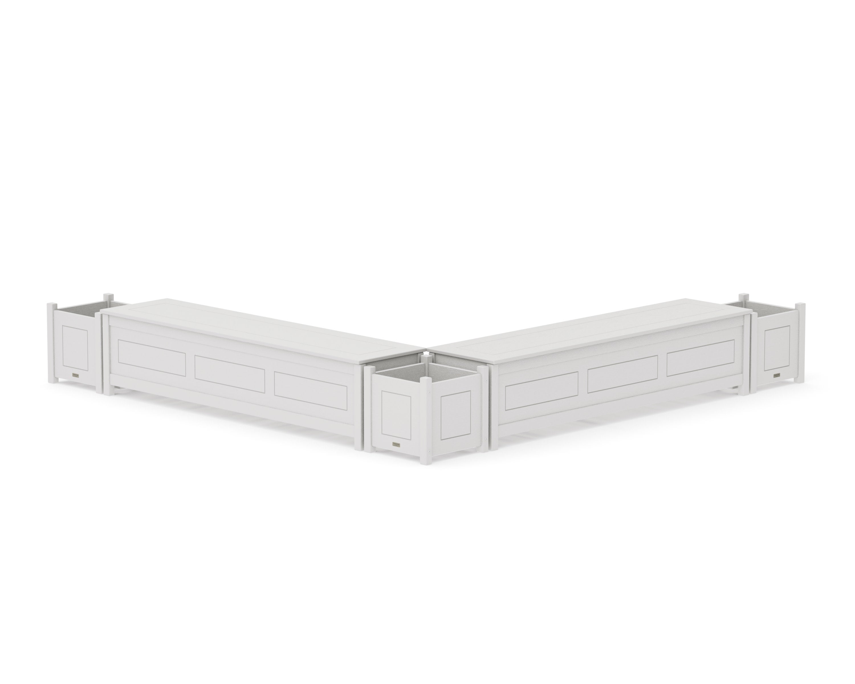 72" Country Living L- Shaped Planter Storage Bench Corner Set in Vintage White