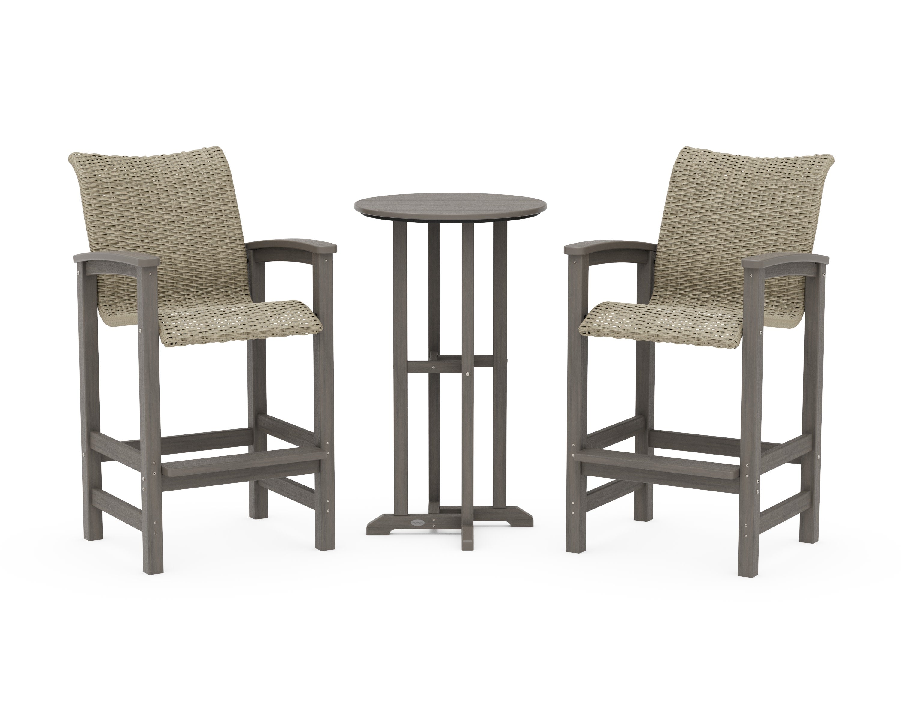 Coastal Woven 3-Piece Farmhouse Bar Set in Driftwood / Dune Grass