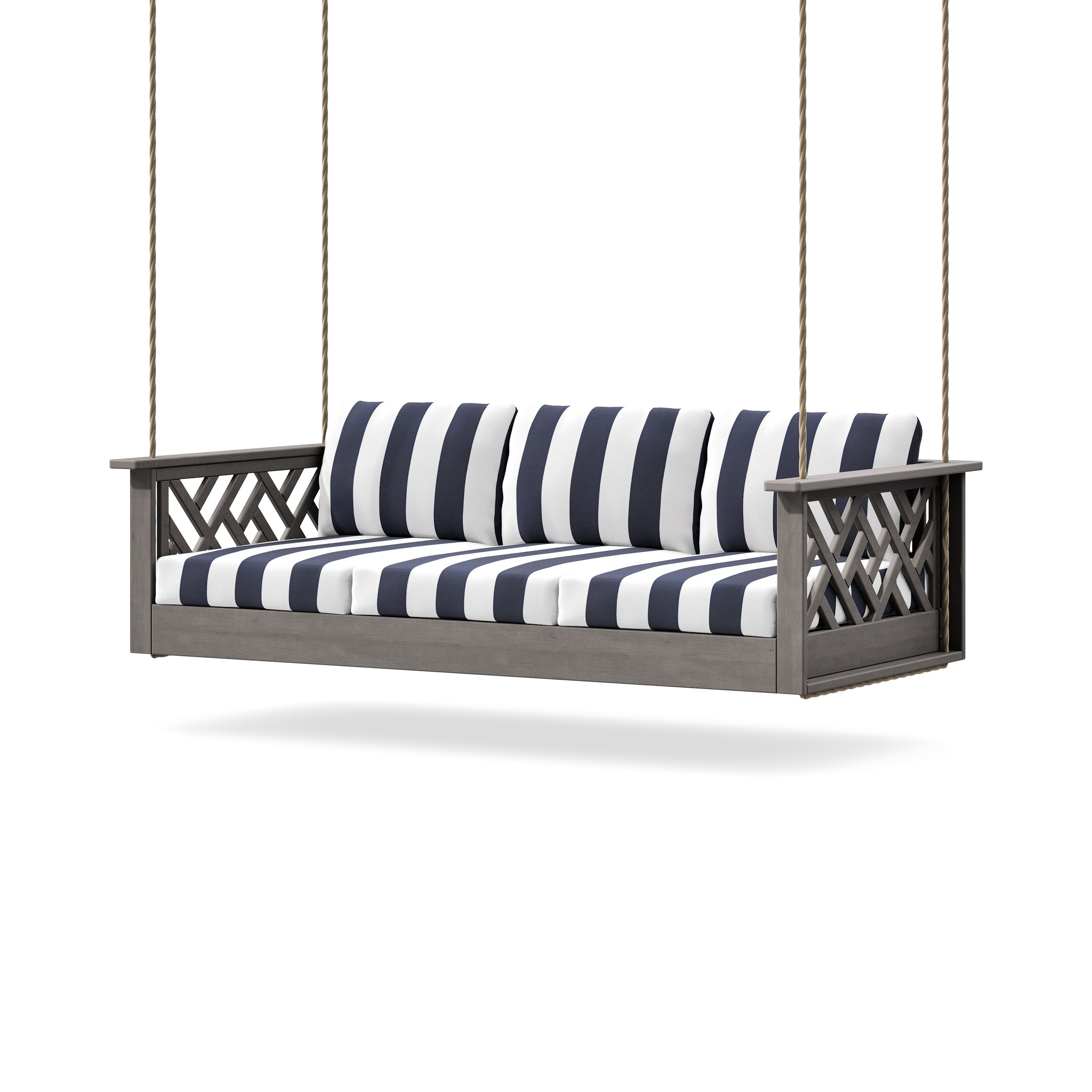 Chippendale Daybed Swing in Driftwood / Cabana Stripe Navy